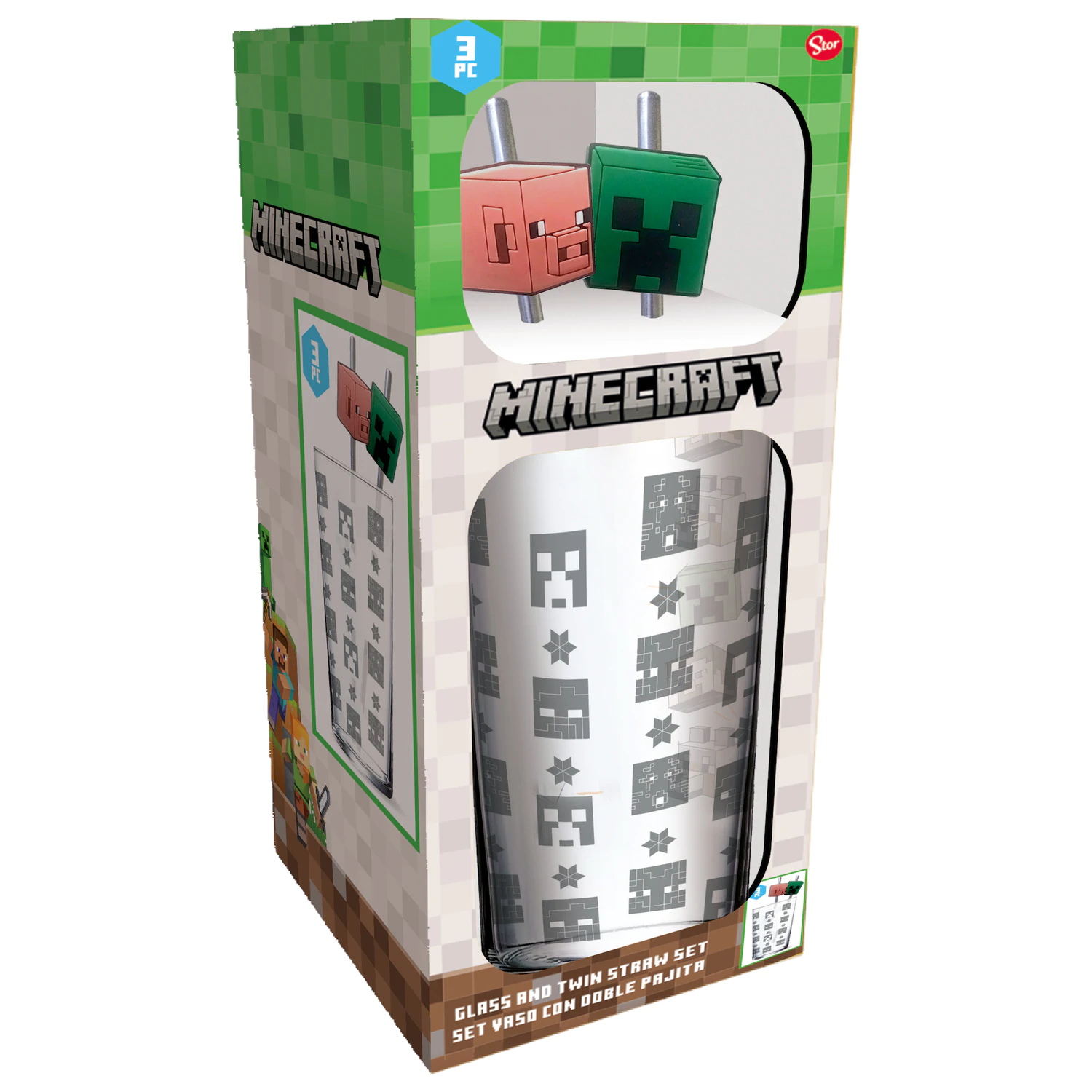 Minecraft staklena čaša sa slamkama fotografija proizvoda