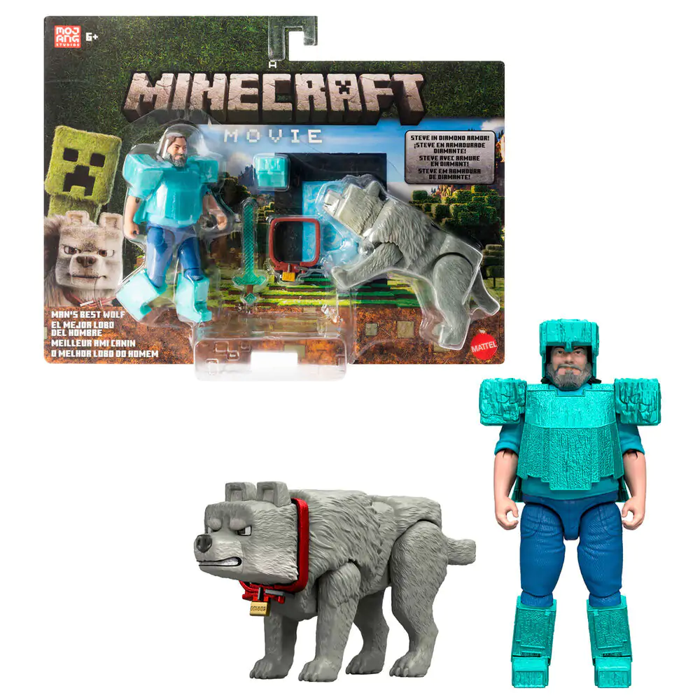 Minecraft The Movie Steve & Wolf set 2 figure - set 2 figure fotografija proizvoda