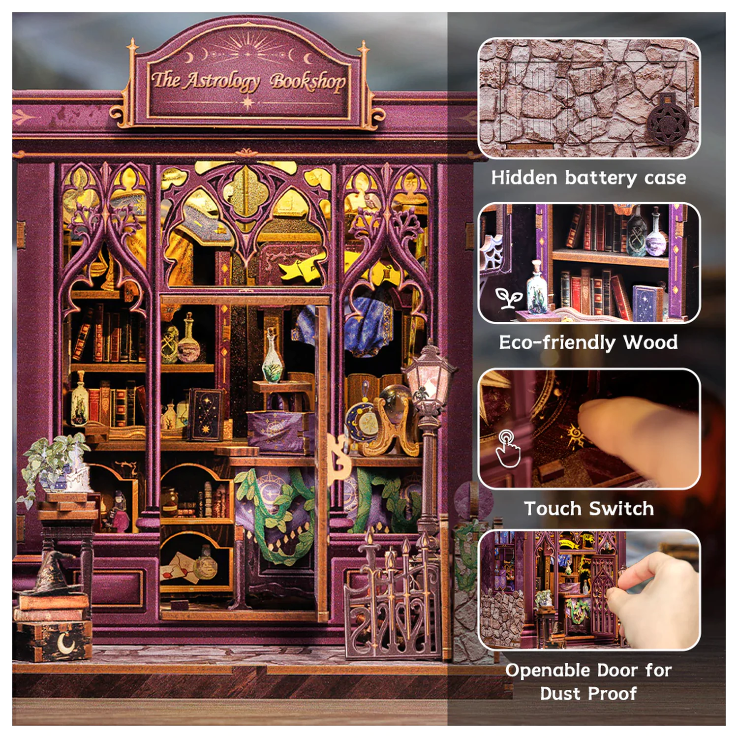 Miniaturna Kuća Uradi sam Knjižara Astrologije 155 komada + LED svjetlo komplet za gradnju fotografija proizvoda