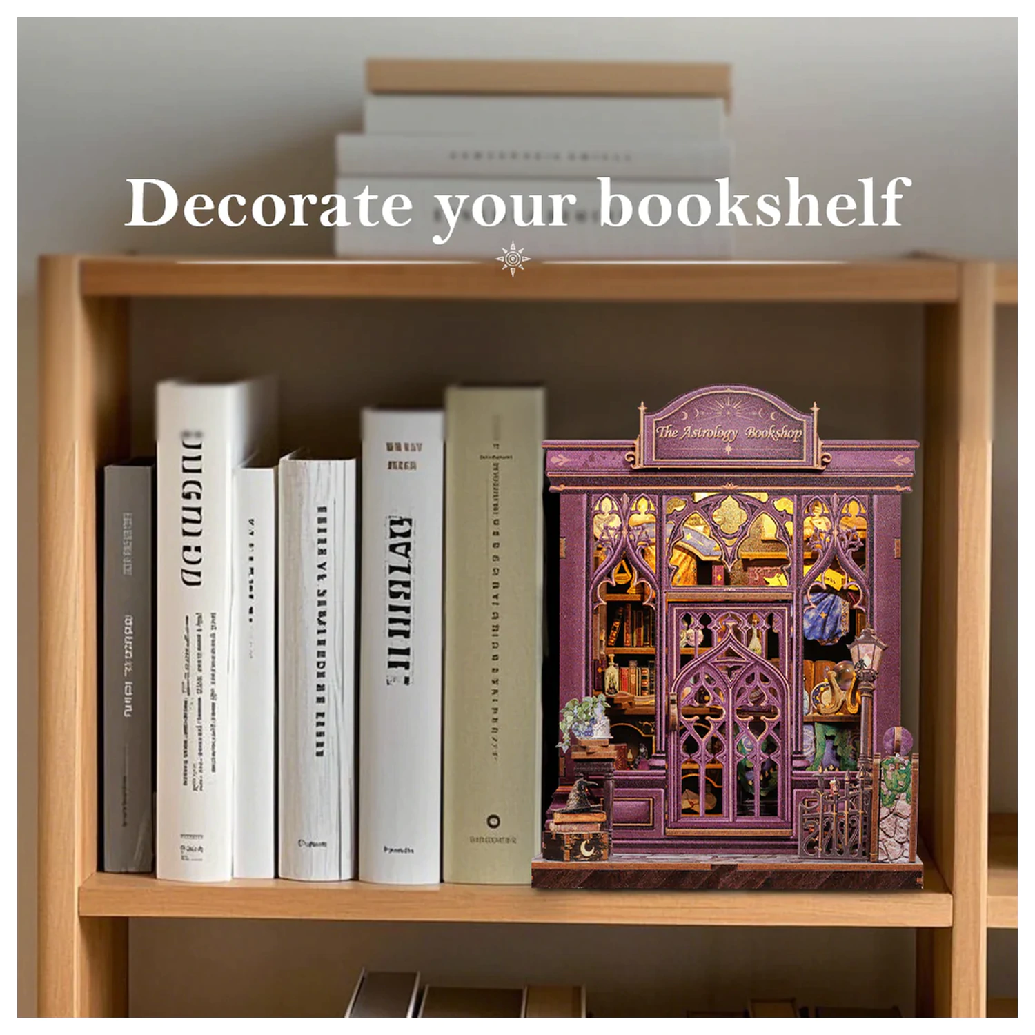 Miniaturna Kuća Uradi sam Knjižara Astrologije 155 komada + LED svjetlo komplet za gradnju fotografija proizvoda