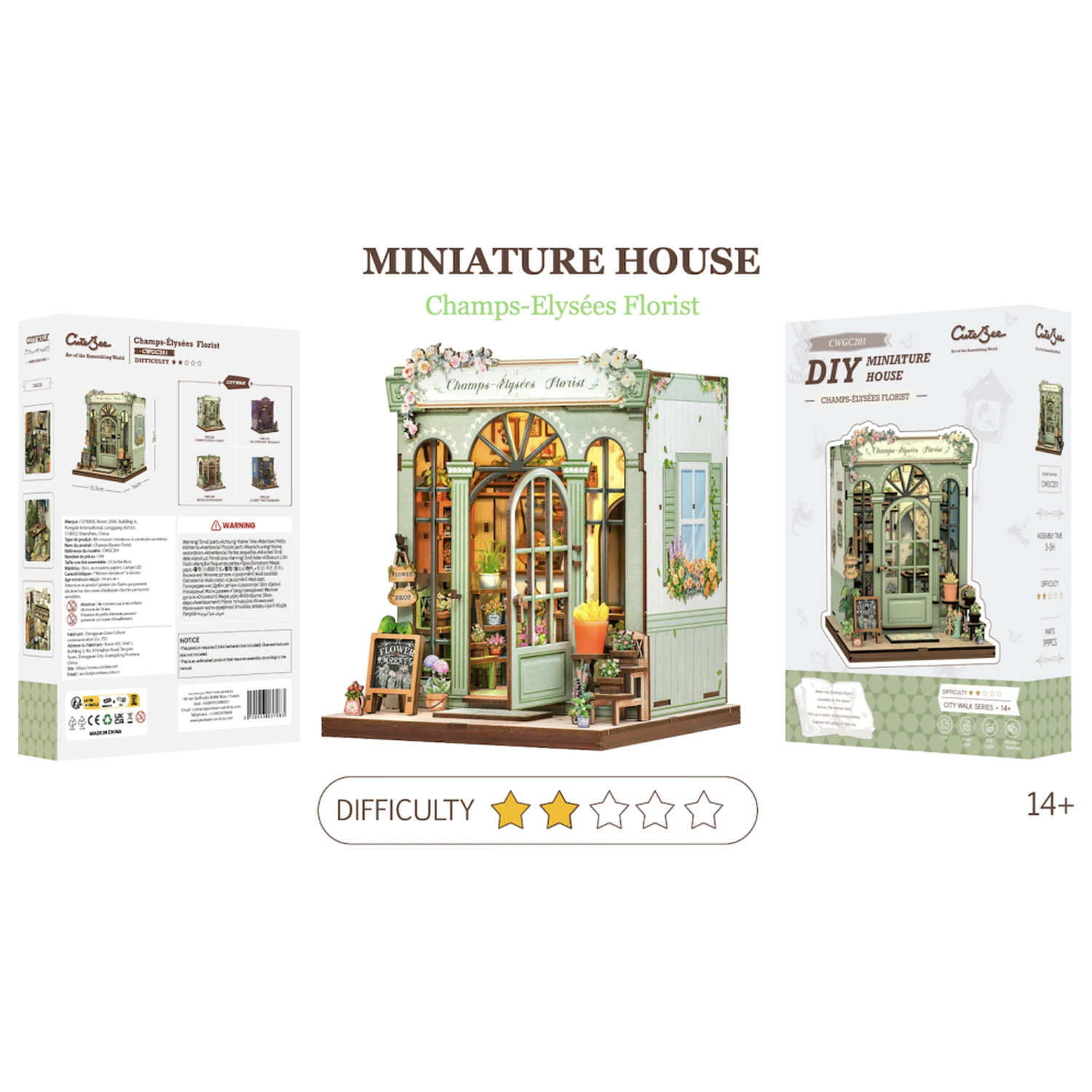Miniaturna kuća DIY Champs-Élysées Florist 199 komada + LED svjetlo komplet za gradnju fotografija proizvoda