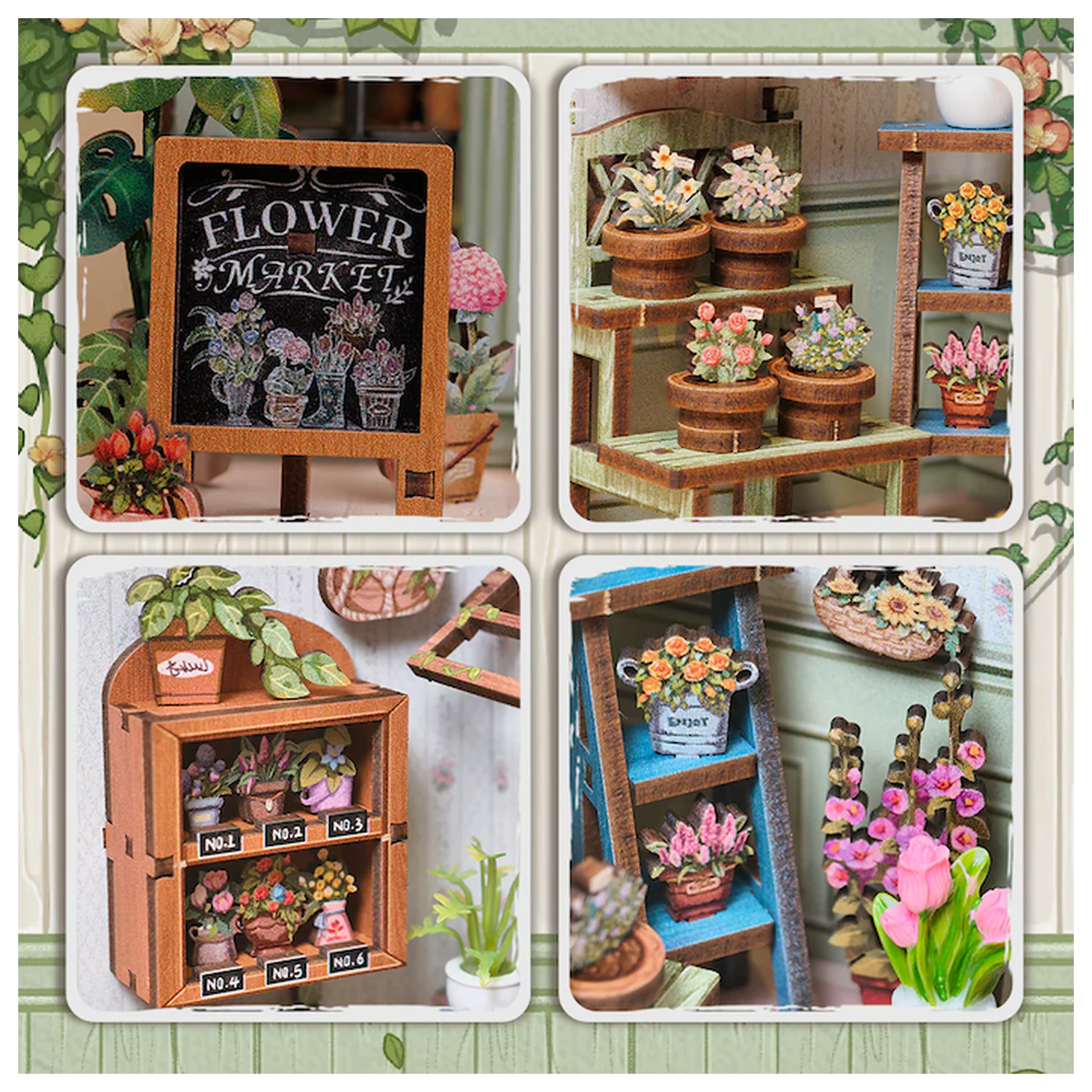 Miniaturna kuća DIY Champs-Élysées Florist 199 komada + LED svjetlo komplet za gradnju fotografija proizvoda