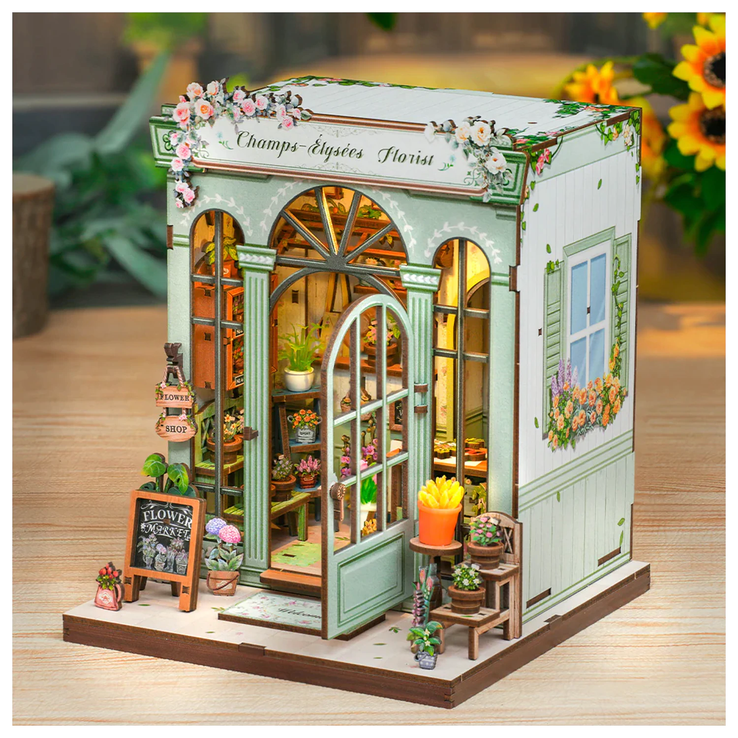 Miniaturna kuća DIY Champs-Élysées Florist 199 komada + LED svjetlo komplet za gradnju fotografija proizvoda