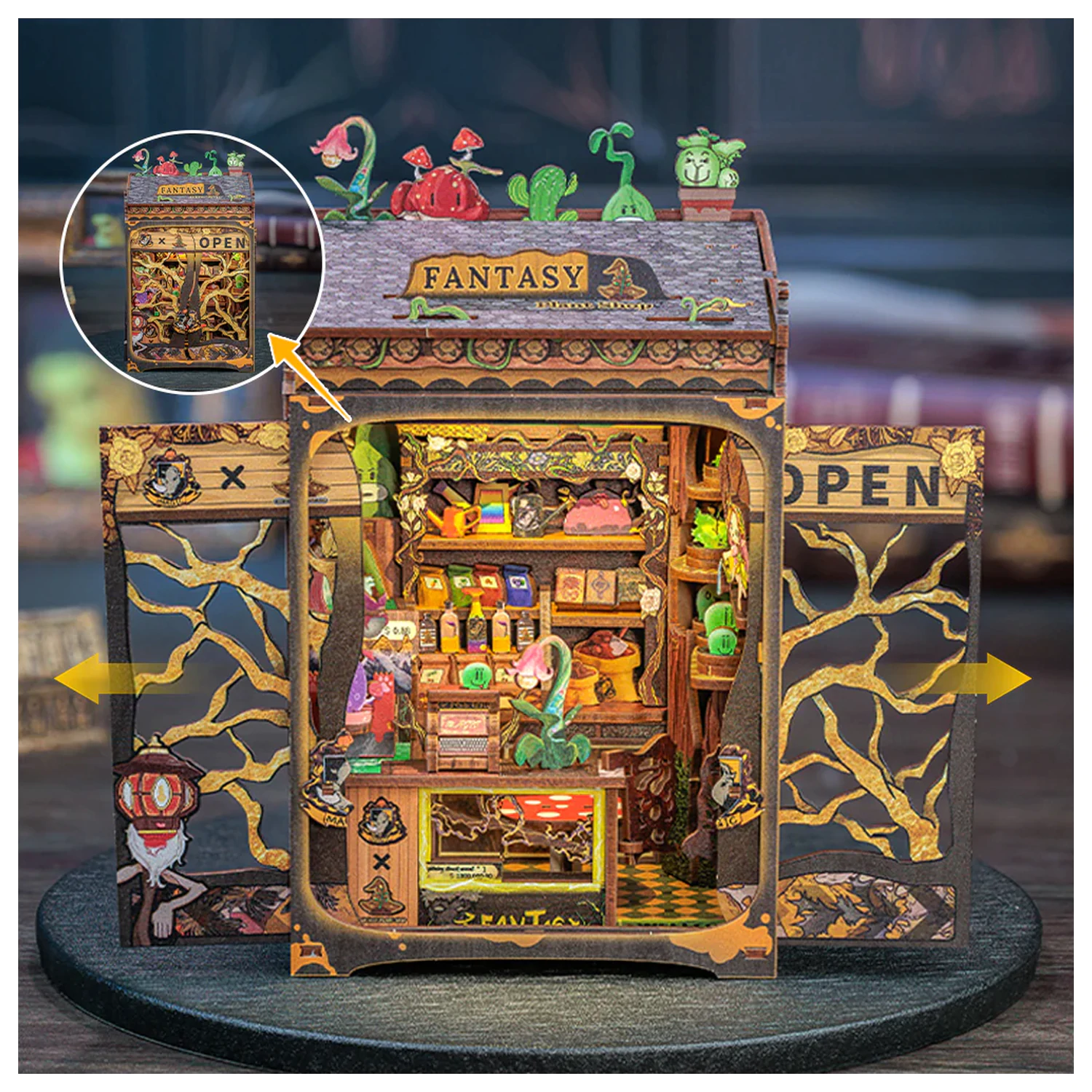 MINIJATURNA KUĆICA DIY Fantasy Plant Shop 146 kom + LED Svjetlosni set za izgradnju fotografija proizvoda