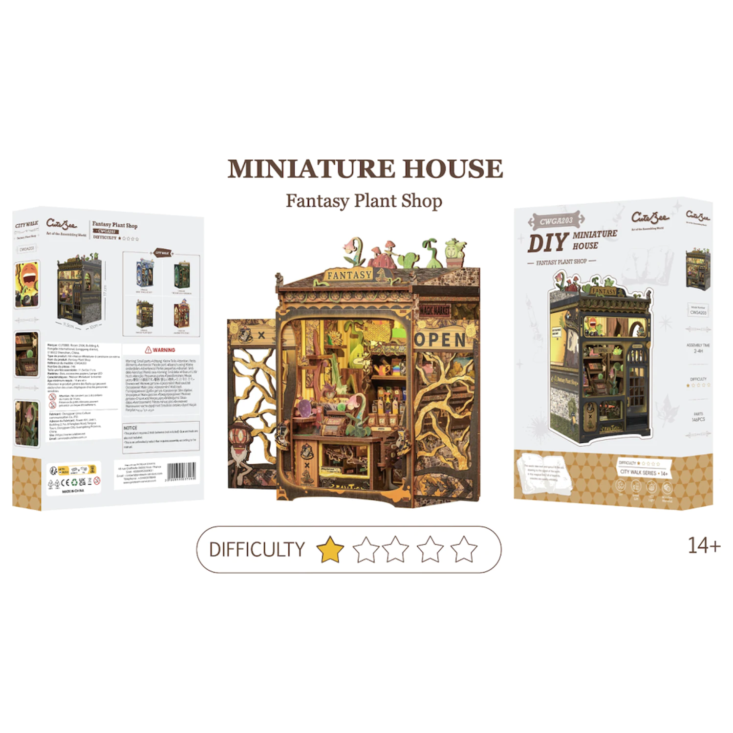 MINIJATURNA KUĆICA DIY Fantasy Plant Shop 146 kom + LED Svjetlosni set za izgradnju fotografija proizvoda