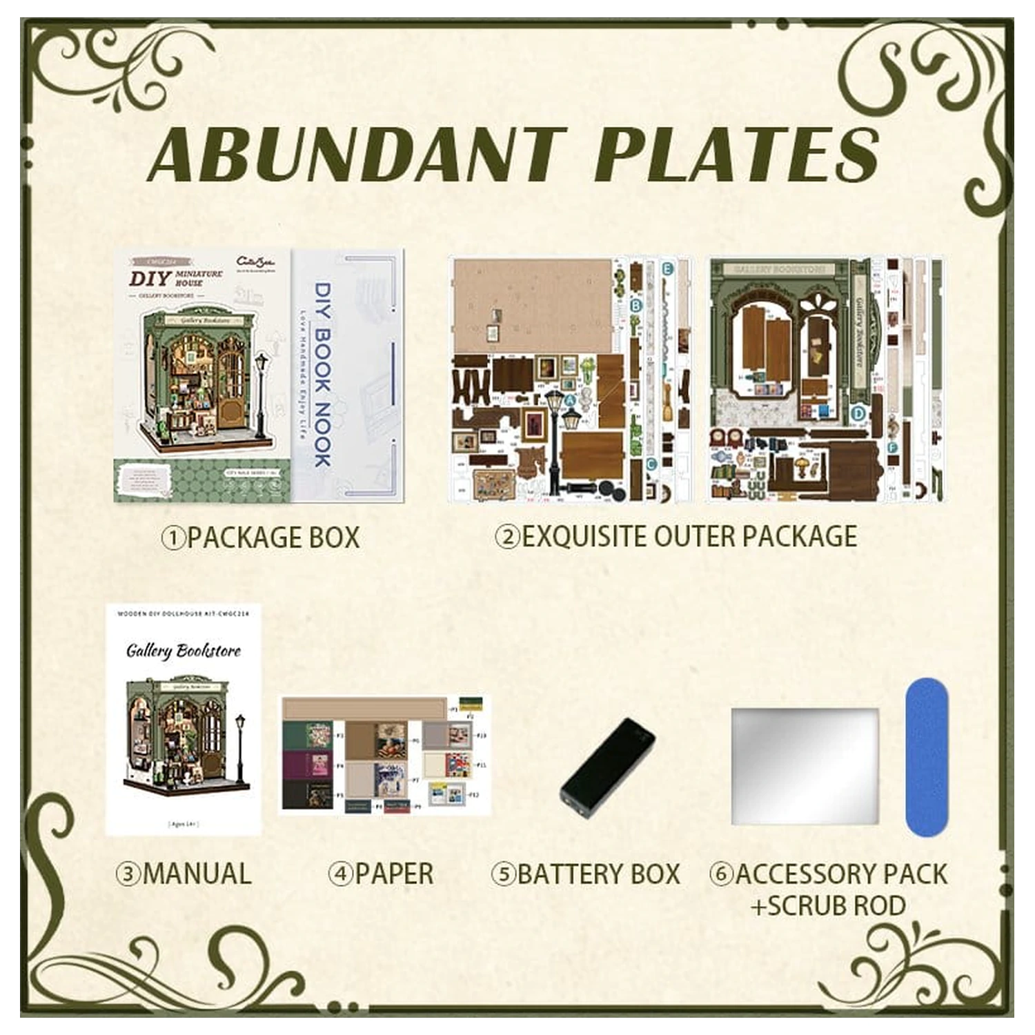 Model minijaturne kućice Kit Gallery Bookstore 20 x 16 cm fotografija proizvoda