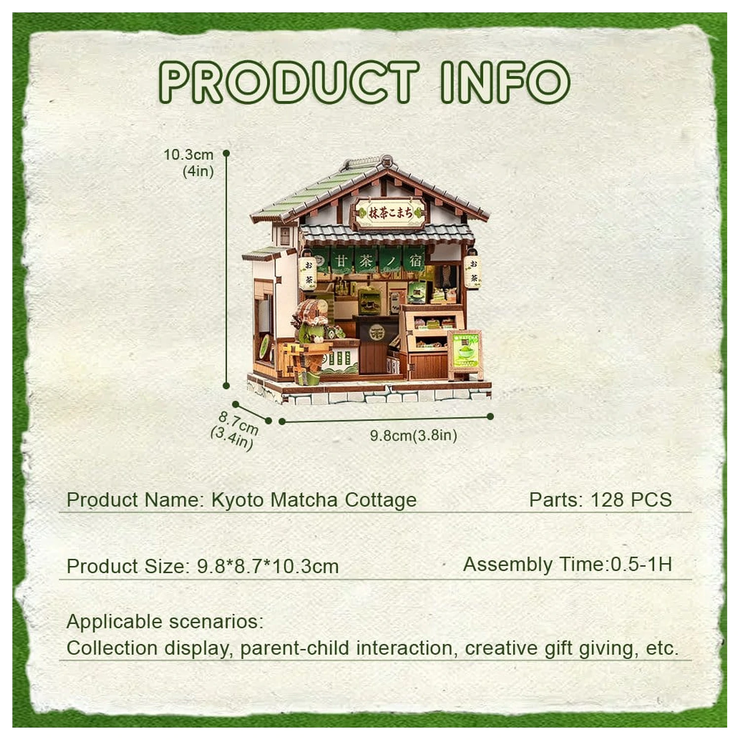 Miniaturni Model Kuće Kit Kyoto Matcha Cottage 11 x 9 cm fotografija proizvoda