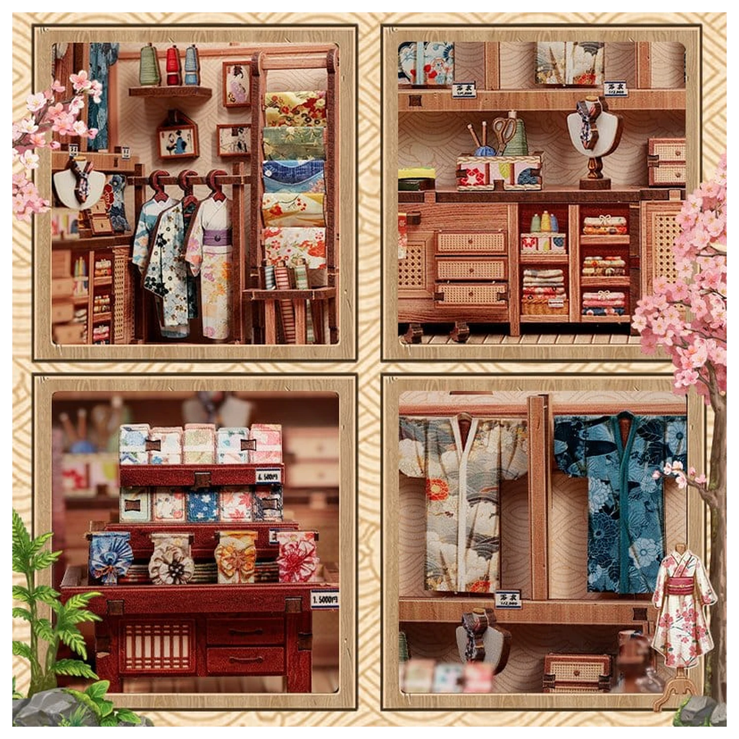 Komplet modela minijaturne kućice Sakura O Kimono Shop 19 x 14 cm fotografija proizvoda