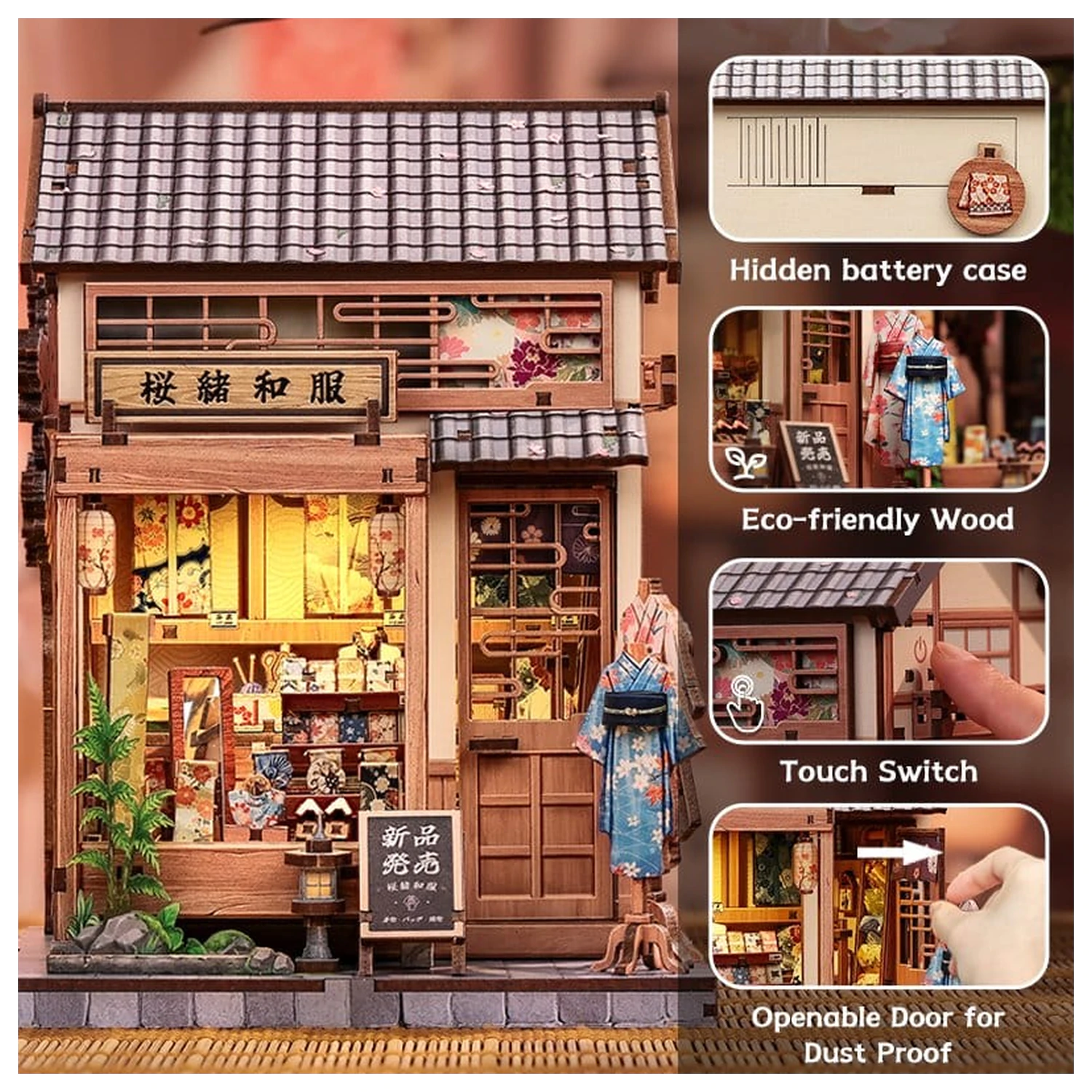 Komplet modela minijaturne kućice Sakura O Kimono Shop 19 x 14 cm fotografija proizvoda