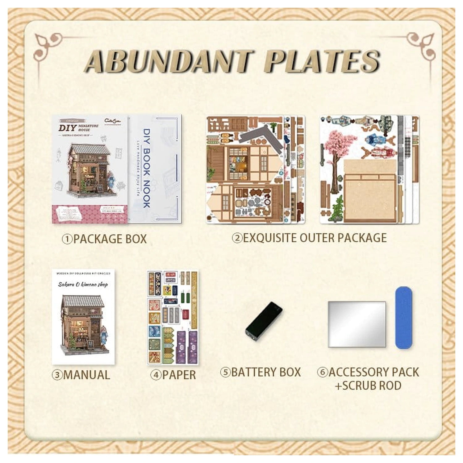 Komplet modela minijaturne kućice Sakura O Kimono Shop 19 x 14 cm fotografija proizvoda