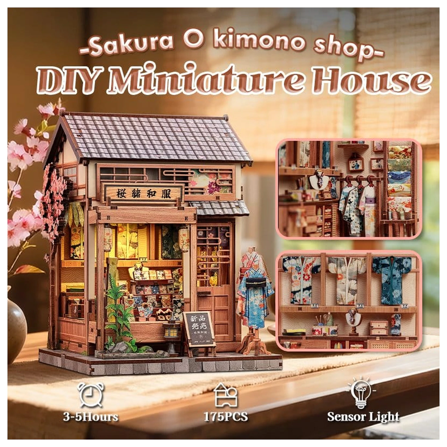 Komplet modela minijaturne kućice Sakura O Kimono Shop 19 x 14 cm fotografija proizvoda