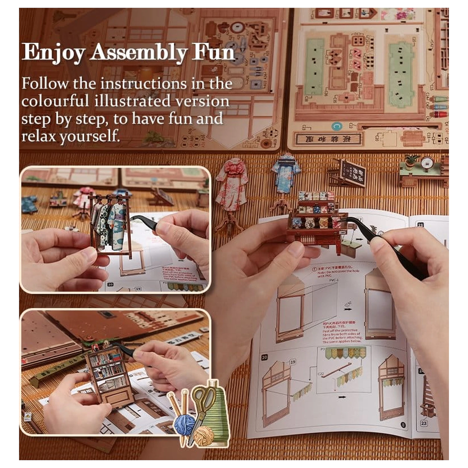 Komplet modela minijaturne kućice Sakura O Kimono Shop 19 x 14 cm fotografija proizvoda