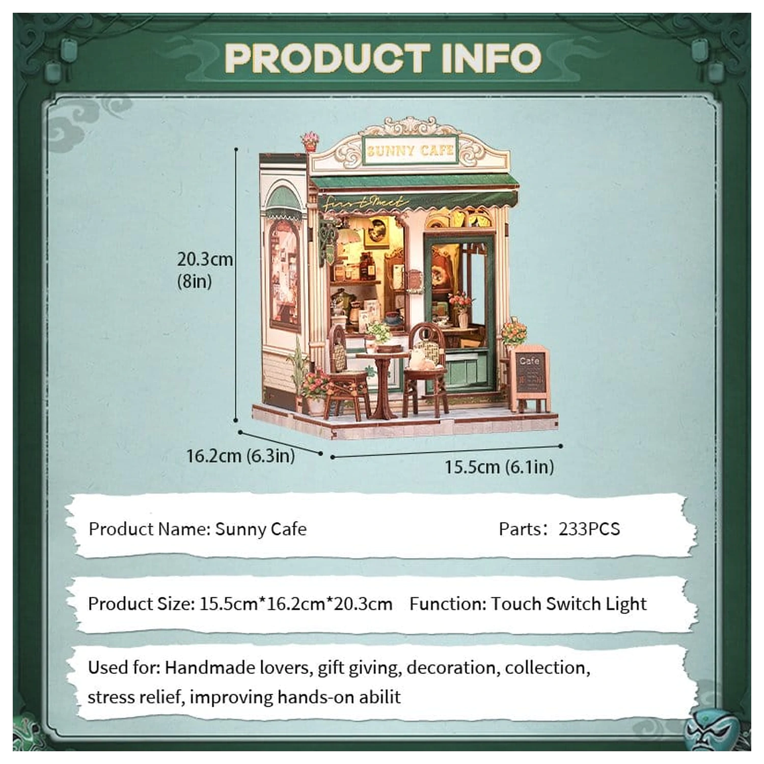 Set modela minijaturne kućice Sunny Cafe 20 x 16 cm fotografija proizvoda