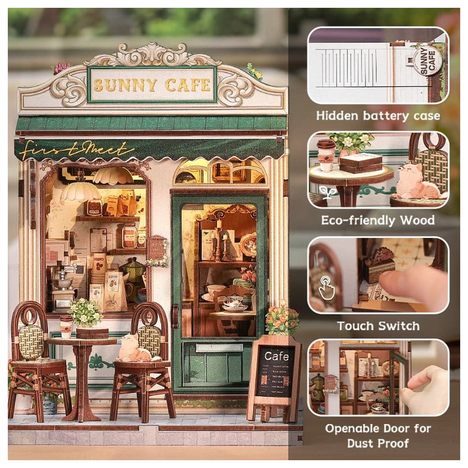 Set modela minijaturne kućice Sunny Cafe 20 x 16 cm fotografija proizvoda