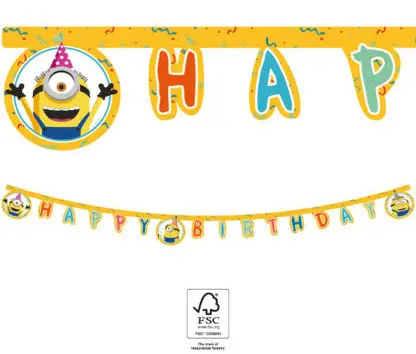 Minions 2 The Rise of Gru, Minions Happy Birthday natpis FSC 2 m fotografija proizvoda