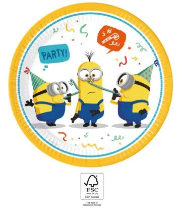 Minions 2 The Rise of Gru, Minions papirnati tanjuri 8 komada 23 cm FSC fotografija proizvoda