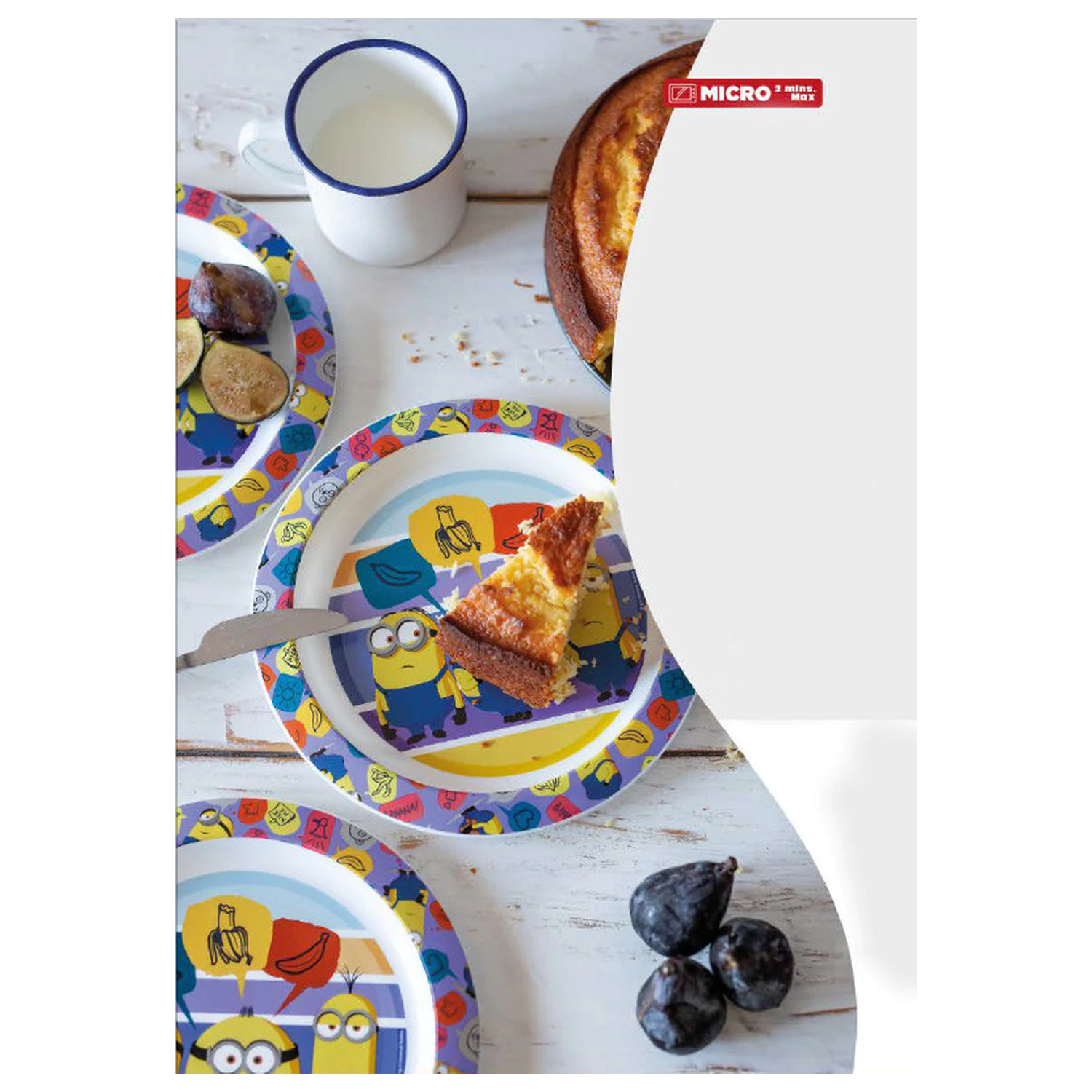 Minions prugasti set za jelo, mikro plastični set s šalicom fotografija proizvoda