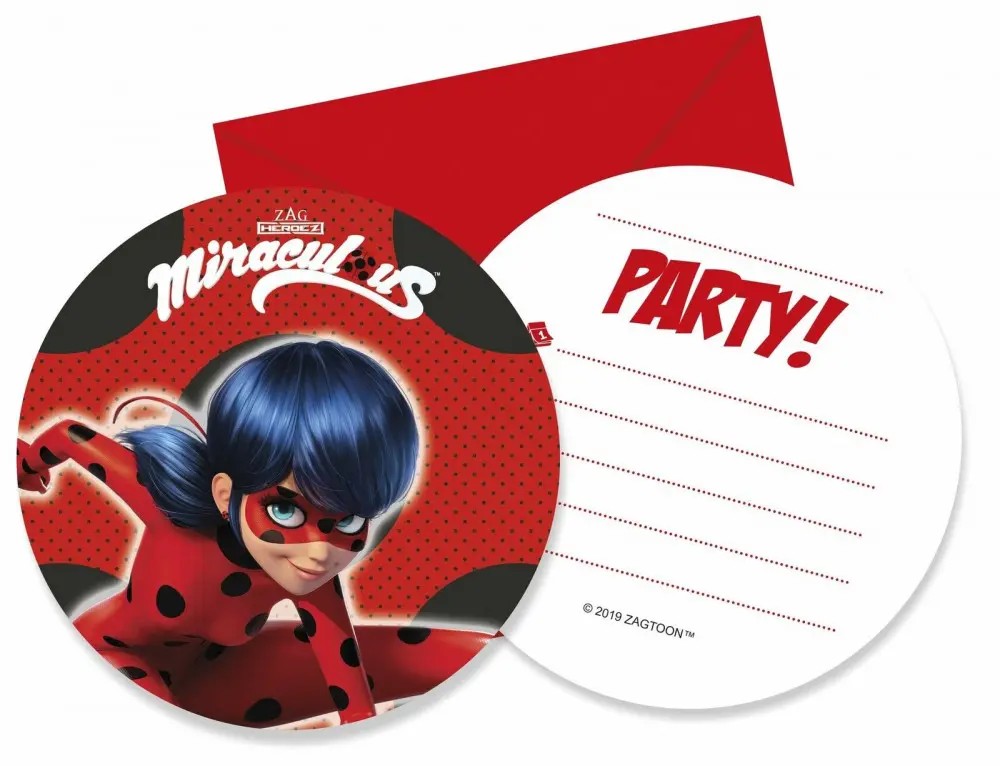 Miraculous Ladybug pozivnice 6 kom. fotografija proizvoda