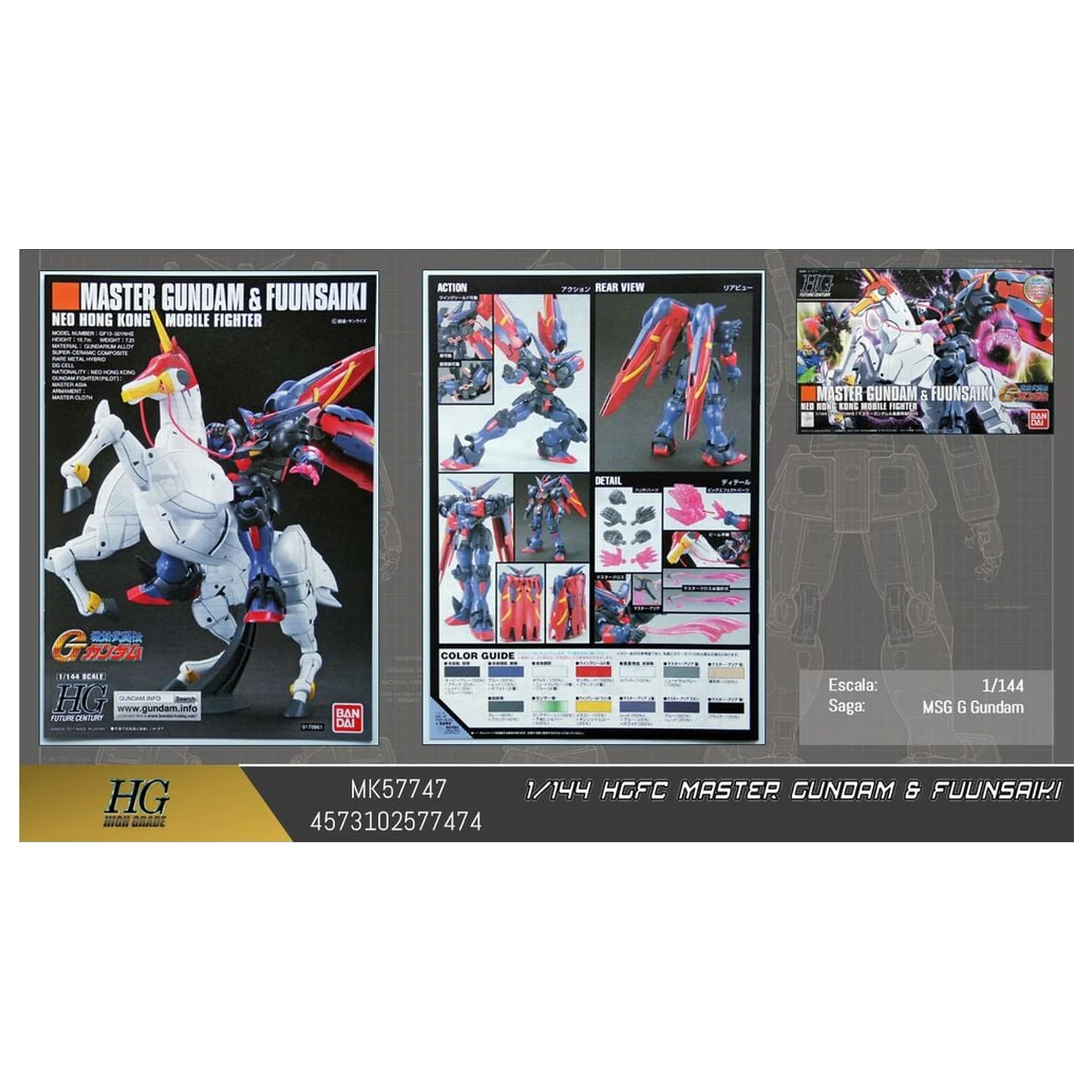 Mobile Fighter G Gundam GF13-001NHII Master Gundam Fuunsaiki Komplet modela HGFC 1/144 fotografija proizvoda