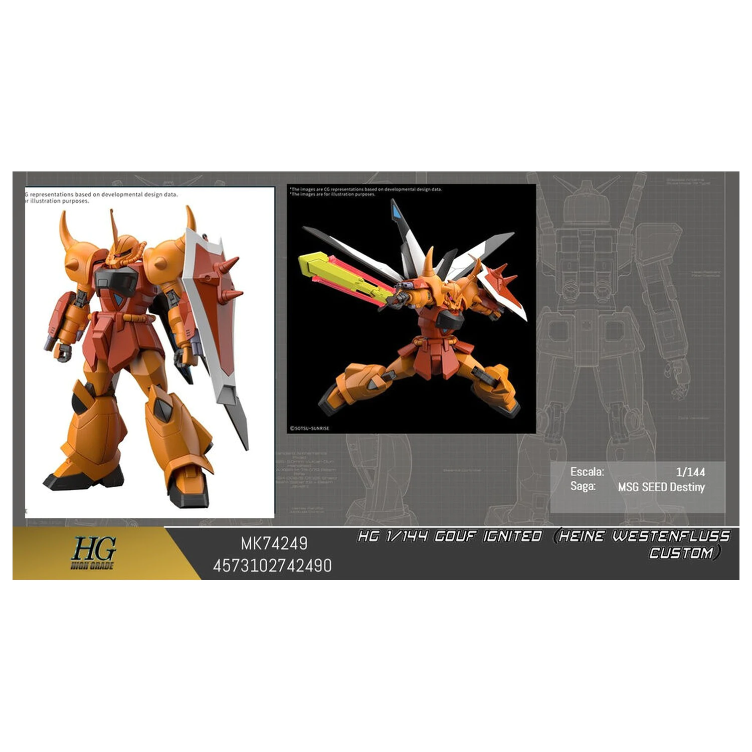 Mobile Suit Gundam HG 1/144 Gouf Ignited Heine Westenfluss prilagođeni model komplet fotografija proizvoda