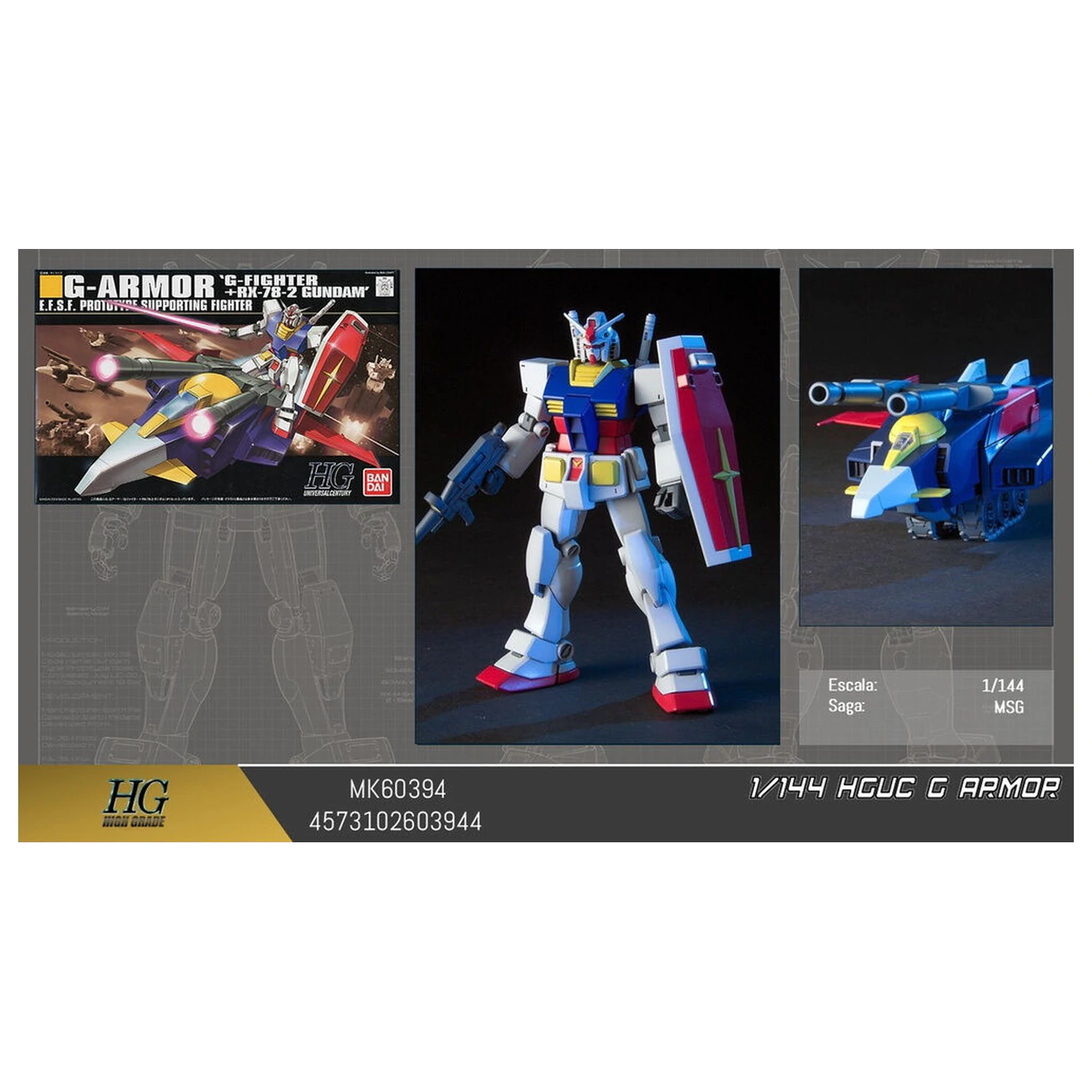Mobile Suit Gundam HGUC 1/144 G-Armor G-Fighter PX-78-2 figura model kompleta fotografija proizvoda