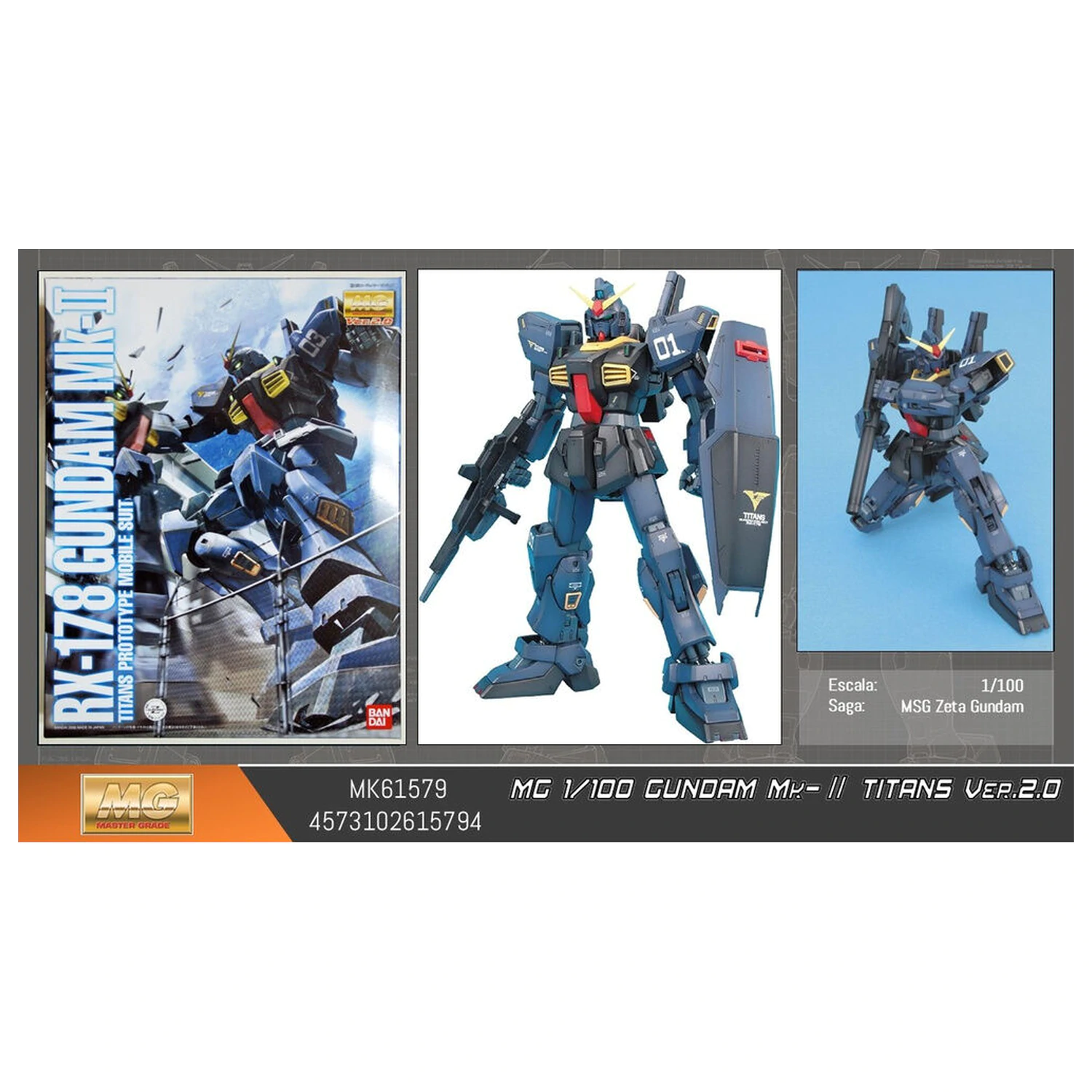 Mobile Suit Gundam MG 1/100 MK-II Titans ver2.0 komplet modela fotografija proizvoda