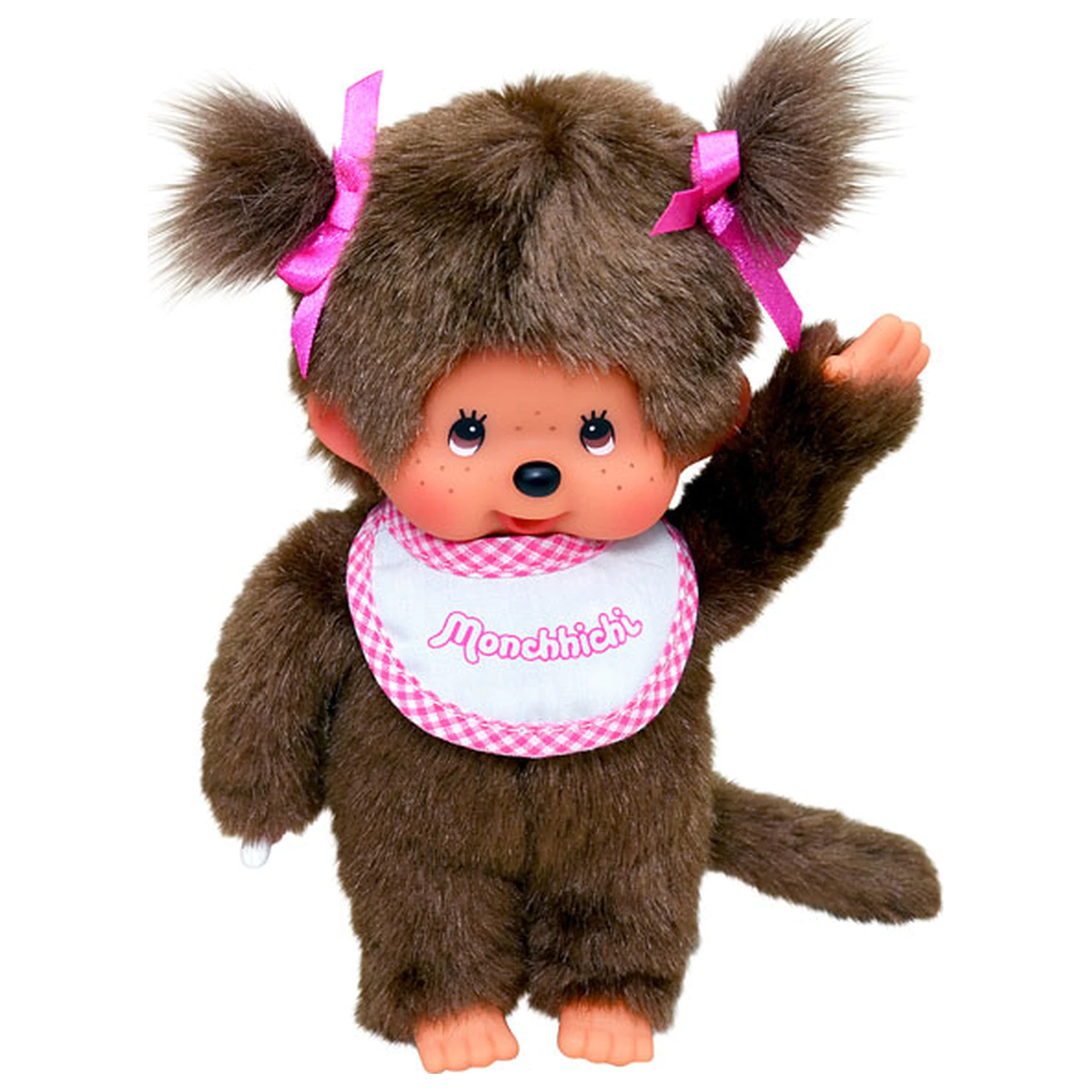 MONCHHICHI Djevojčica ružičasto-bijela plišana igračka s oprsnicom, 20 cm fotografija proizvoda
