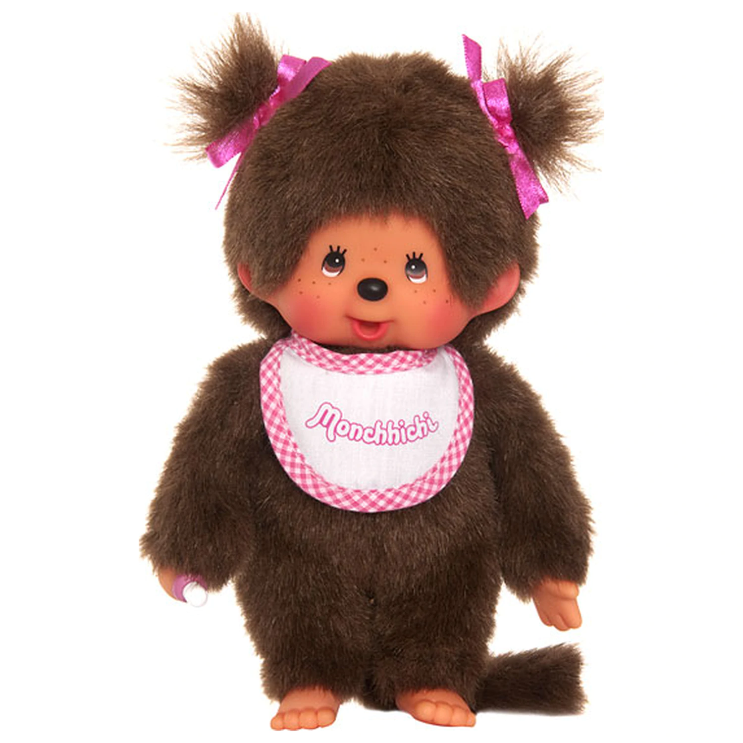 MONCHHICHI Djevojčica ružičasto-bijela plišana igračka s oprsnicom, 20 cm fotografija proizvoda