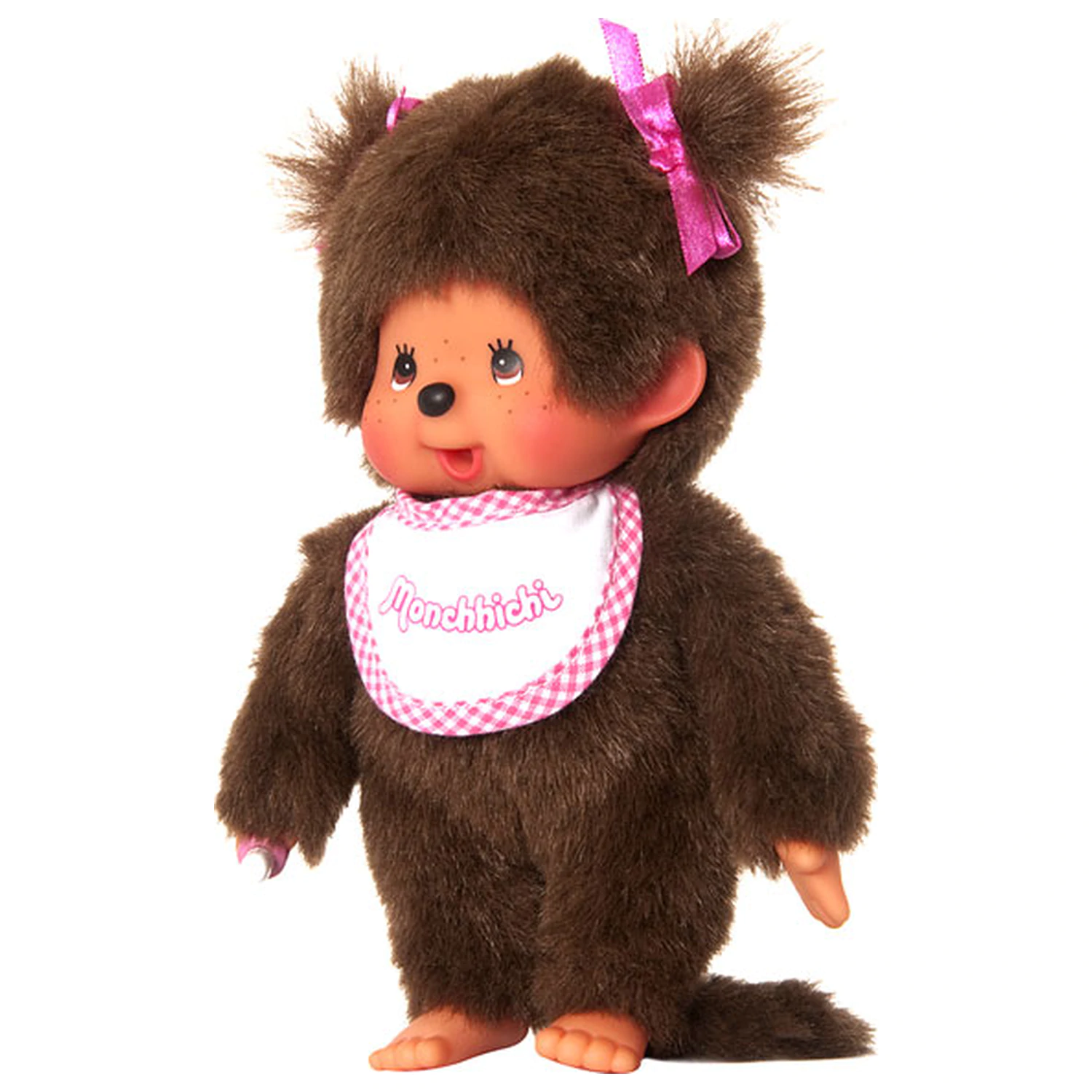 MONCHHICHI Djevojčica ružičasto-bijela plišana igračka s oprsnicom, 20 cm fotografija proizvoda