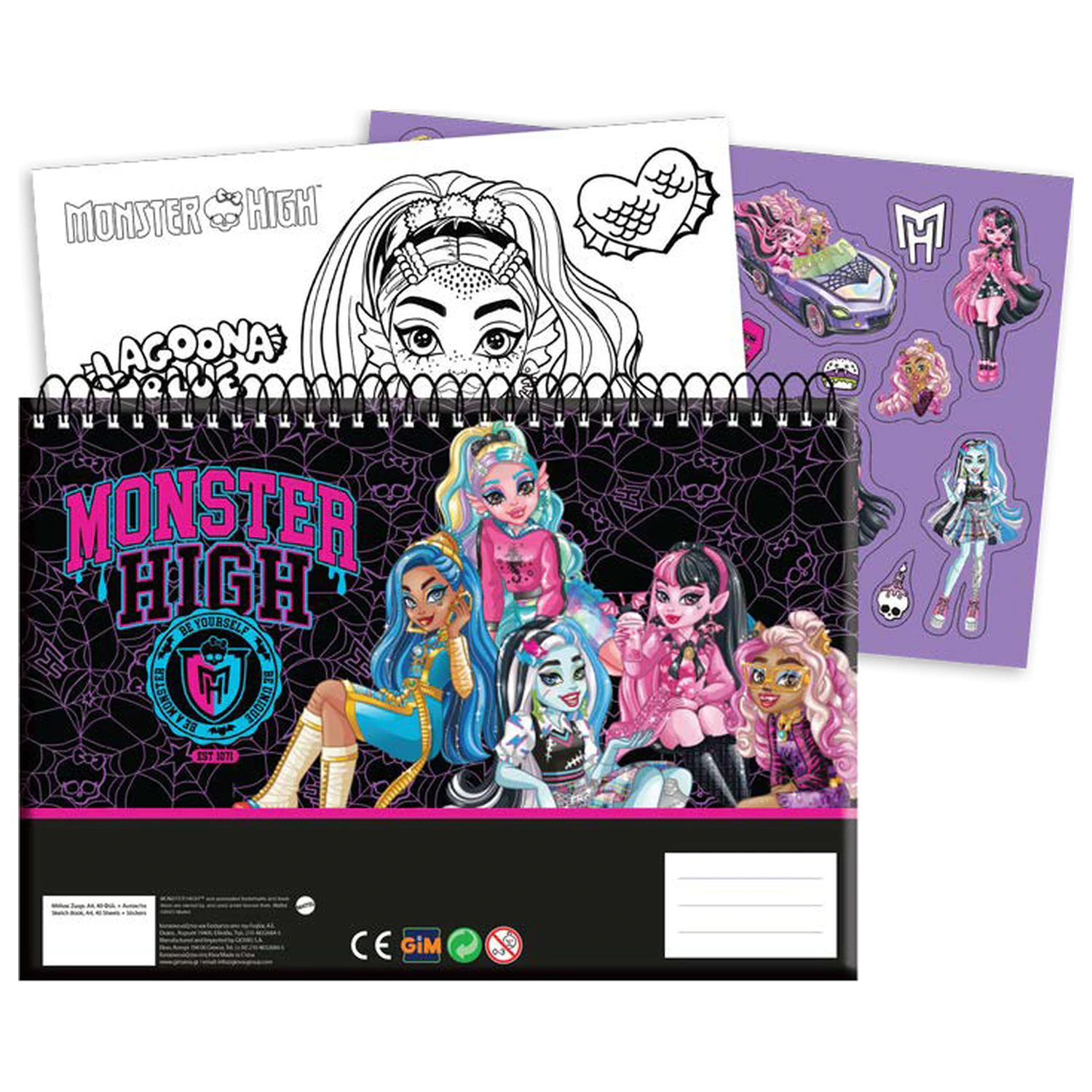 Monster High Crew A4 spiralni blok za skiciranje, 40 stranica sa naljepnicama fotografija proizvoda