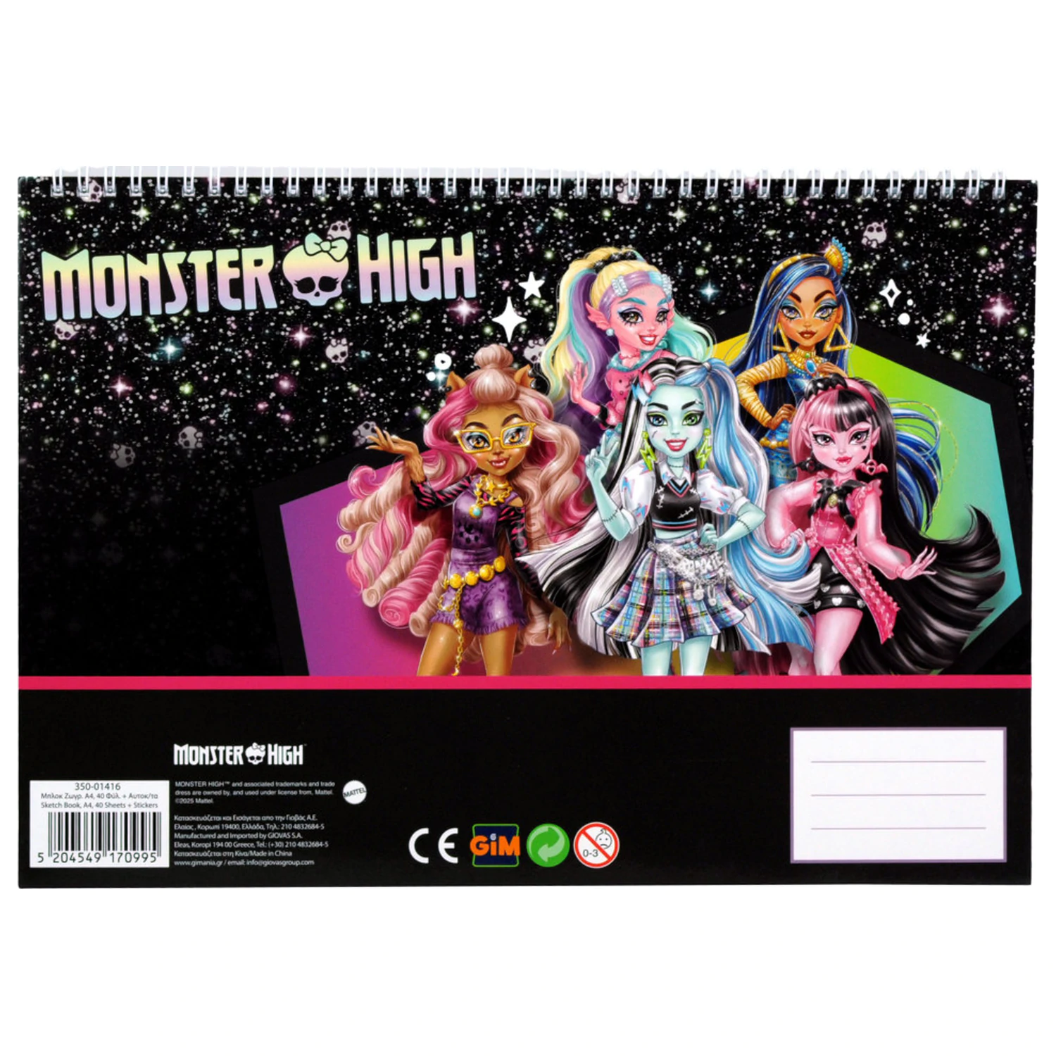 Monster High Crew A4 spiralni blok za skiciranje, 40 stranica sa naljepnicama fotografija proizvoda