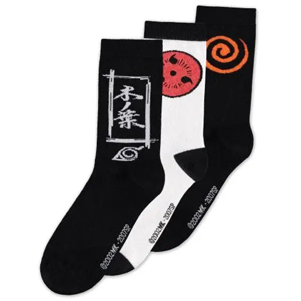 Naruto Shippuden Čarape 3-Pack Sasuke Symbol 39-42 fotografija proizvoda