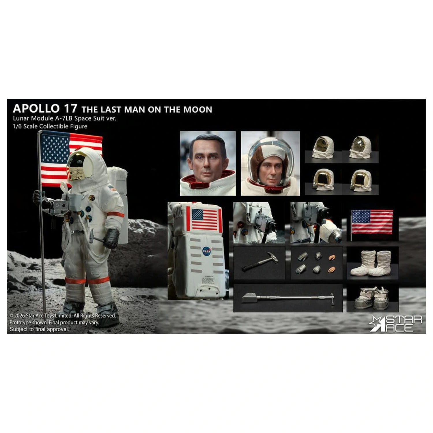 NASA Apollo 17 akcijska figura 1/6 The Last Man on the Moon 30 cm fotografija proizvoda