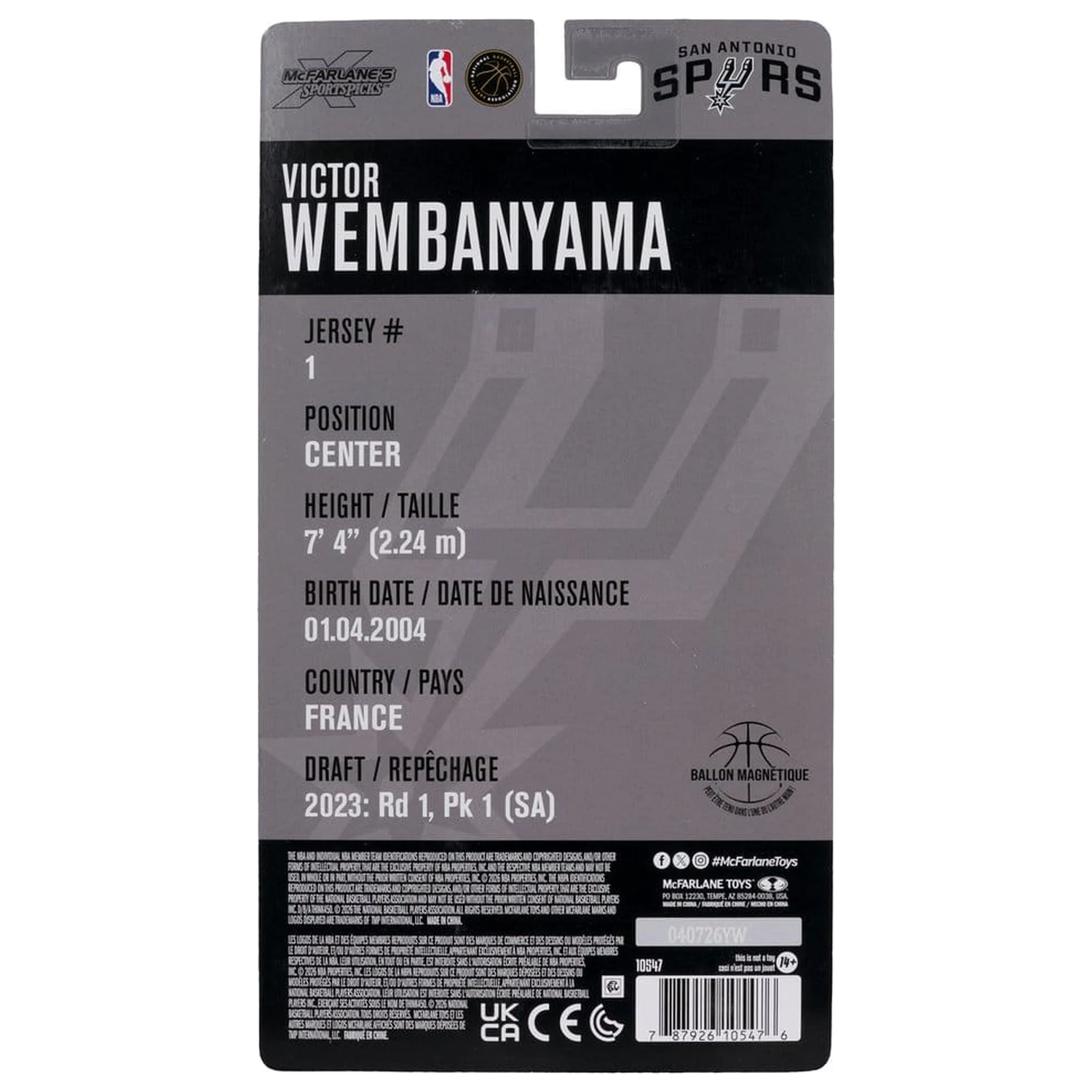 NBA SportsPicks akcijska figura Victor Wembanyama (San Antonio Spurs) 17 cm fotografija proizvoda