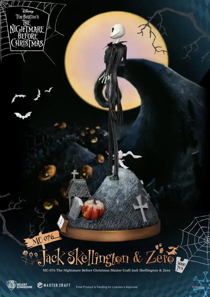 Nightmare before Christmas Master Craft Kip Jack Skellington & Zero 39 cm fotografija proizvoda