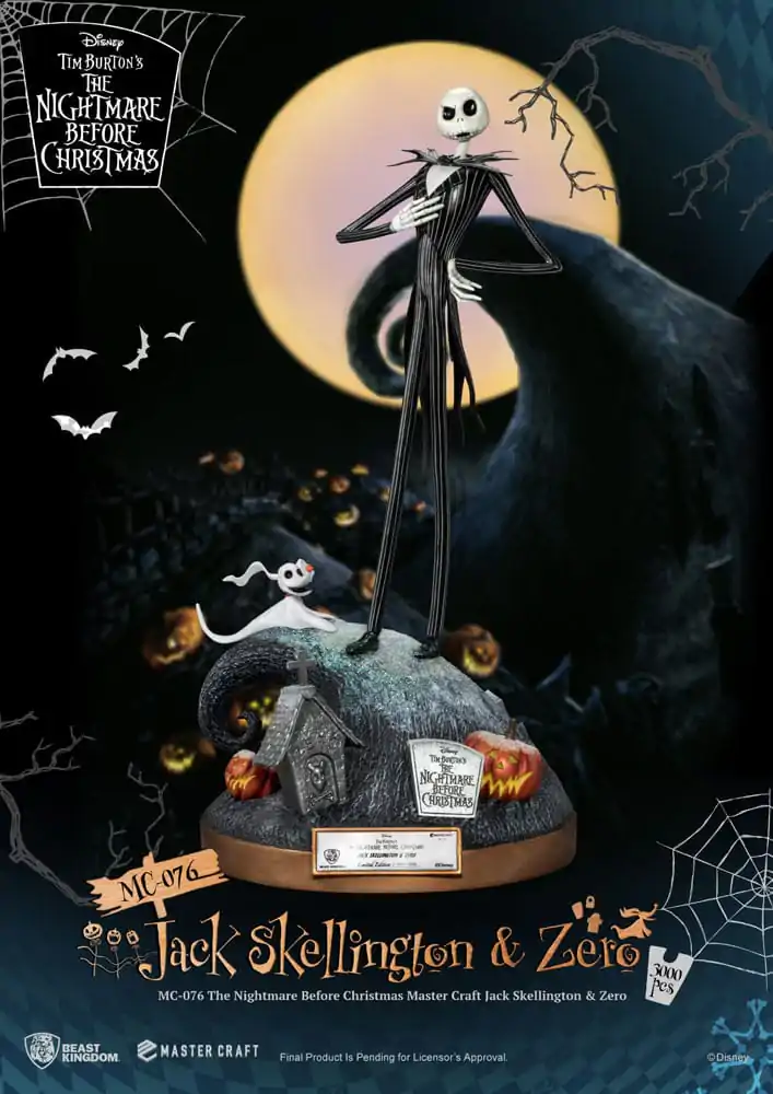 Nightmare before Christmas Master Craft Kip Jack Skellington & Zero 39 cm fotografija proizvoda