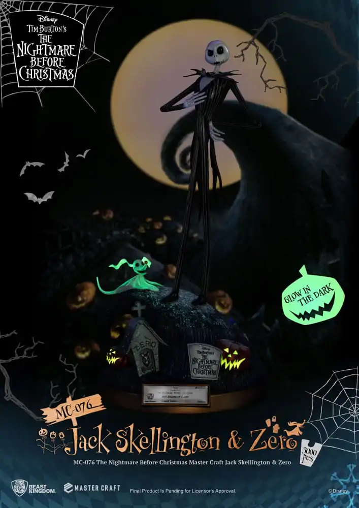 Nightmare before Christmas Master Craft Kip Jack Skellington & Zero 39 cm fotografija proizvoda