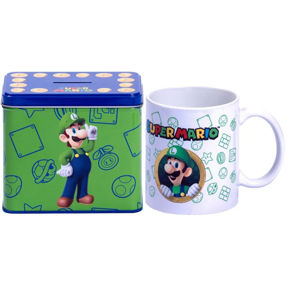 Nintendo Super Mario Bros Luigi Šalica + Kutija za novac set fotografija proizvoda