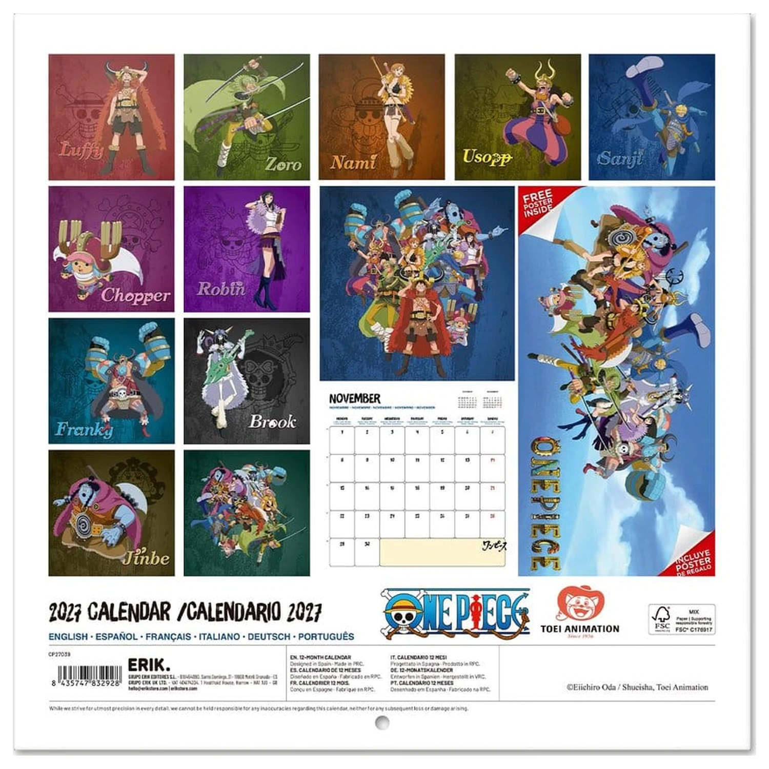One Piece Zidni kalendar 2027 30 x 30 cm fotografija proizvoda
