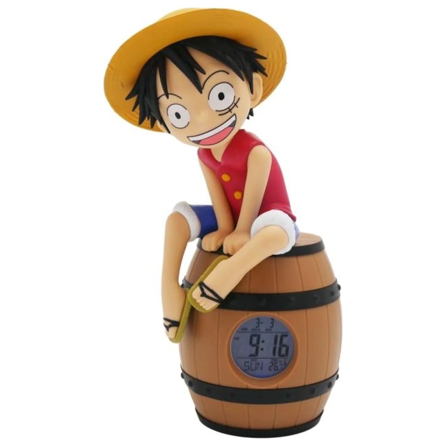 ONE PIECE Luffy na Bačvi LED Svjetleći Alarmni Sat 28 cm fotografija proizvoda