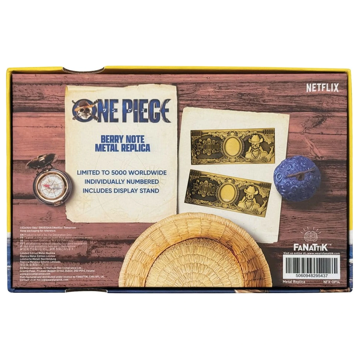 One Piece Replica 10,000 World Berry metalna novčanica 6 x 15 cm fotografija proizvoda