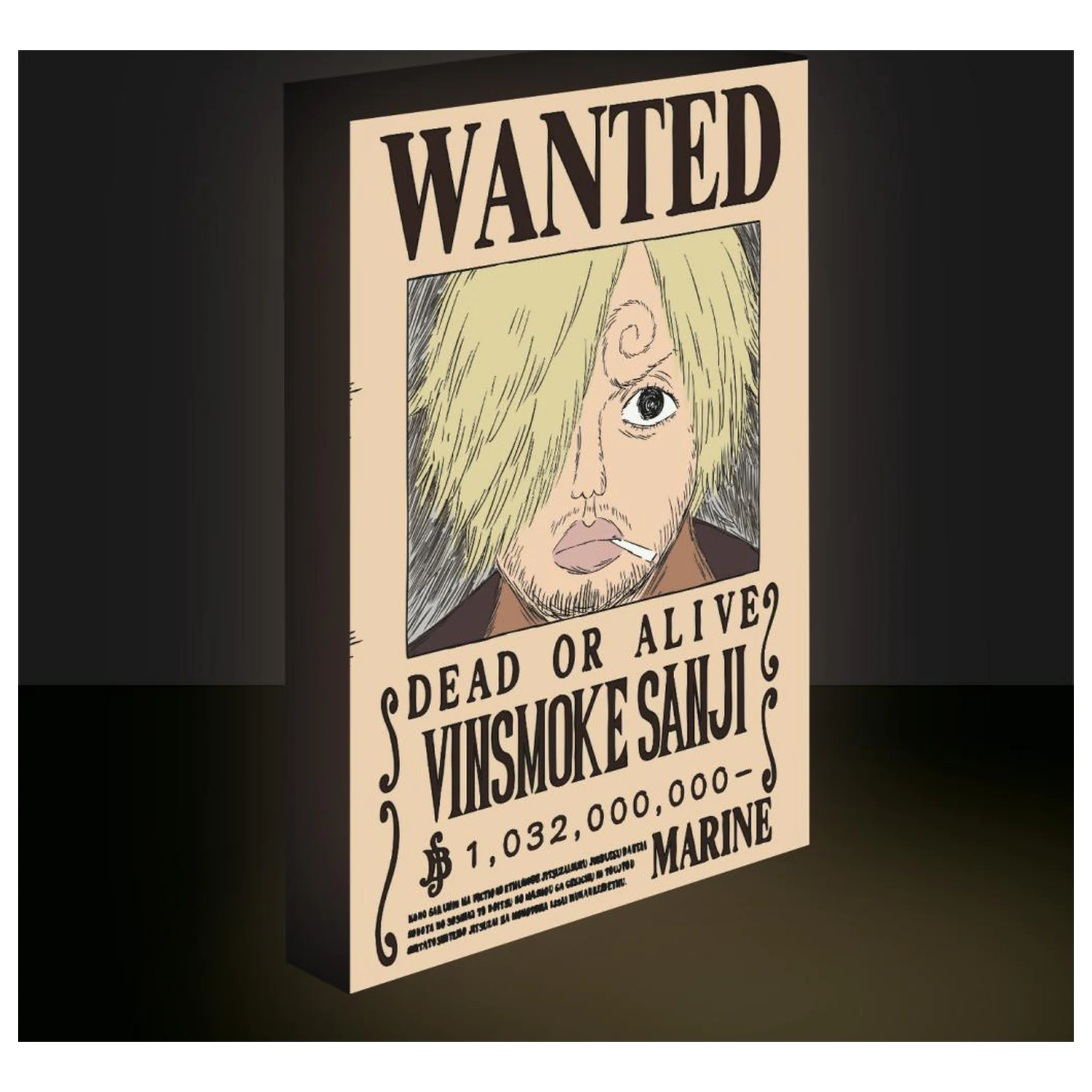 One Piece Sanji Wanted Svjetleće platno 40x30 cm fotografija proizvoda
