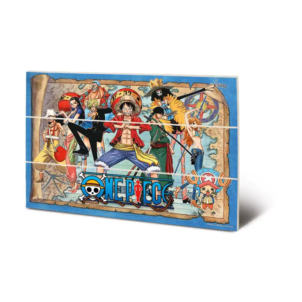 One Piece drvena zidna slika Straw Hat Pirates Map 20 x 30 cm fotografija proizvoda