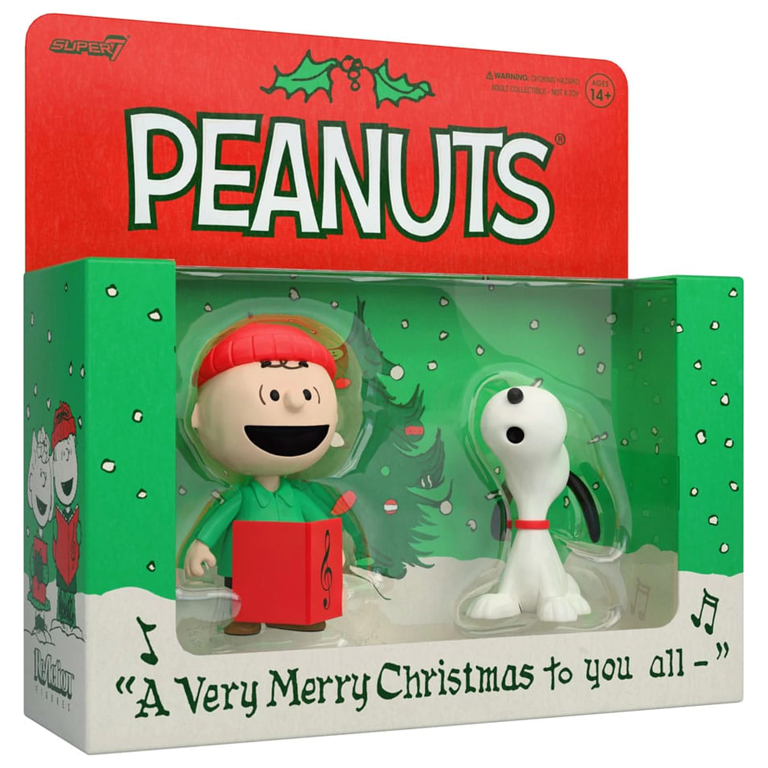 Peanuts ReAction Akcijske Figure 2-Paket Brown i Snoopy (Caroling) 10 cm fotografija proizvoda