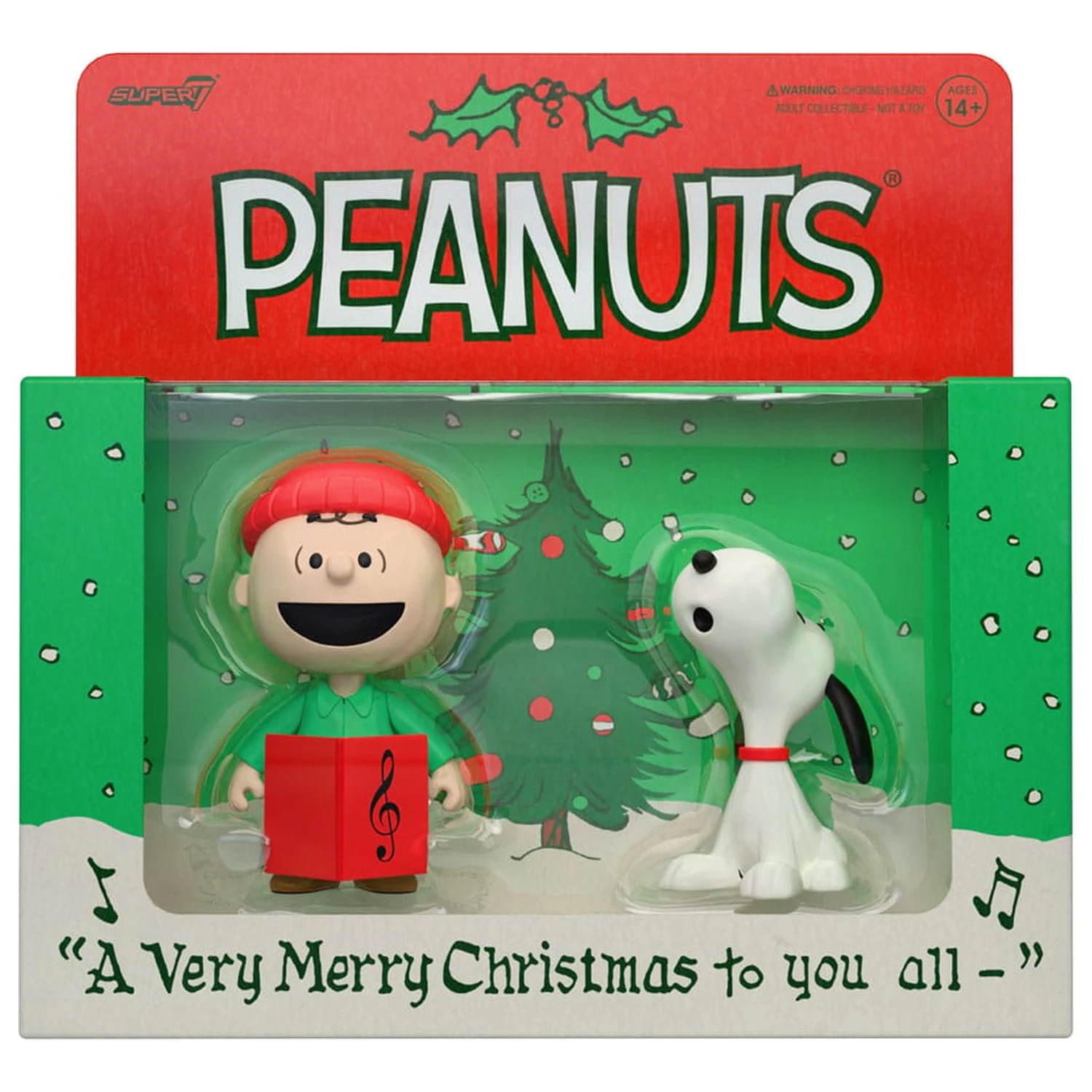 Peanuts ReAction Akcijske Figure 2-Paket Brown i Snoopy (Caroling) 10 cm fotografija proizvoda