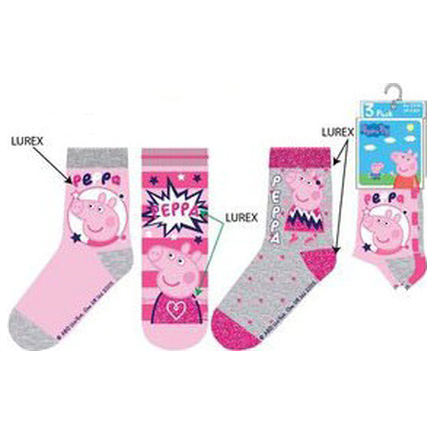 Peppa Pig Sparkle Steps Grey dječje čarape 27/30 fotografija proizvoda