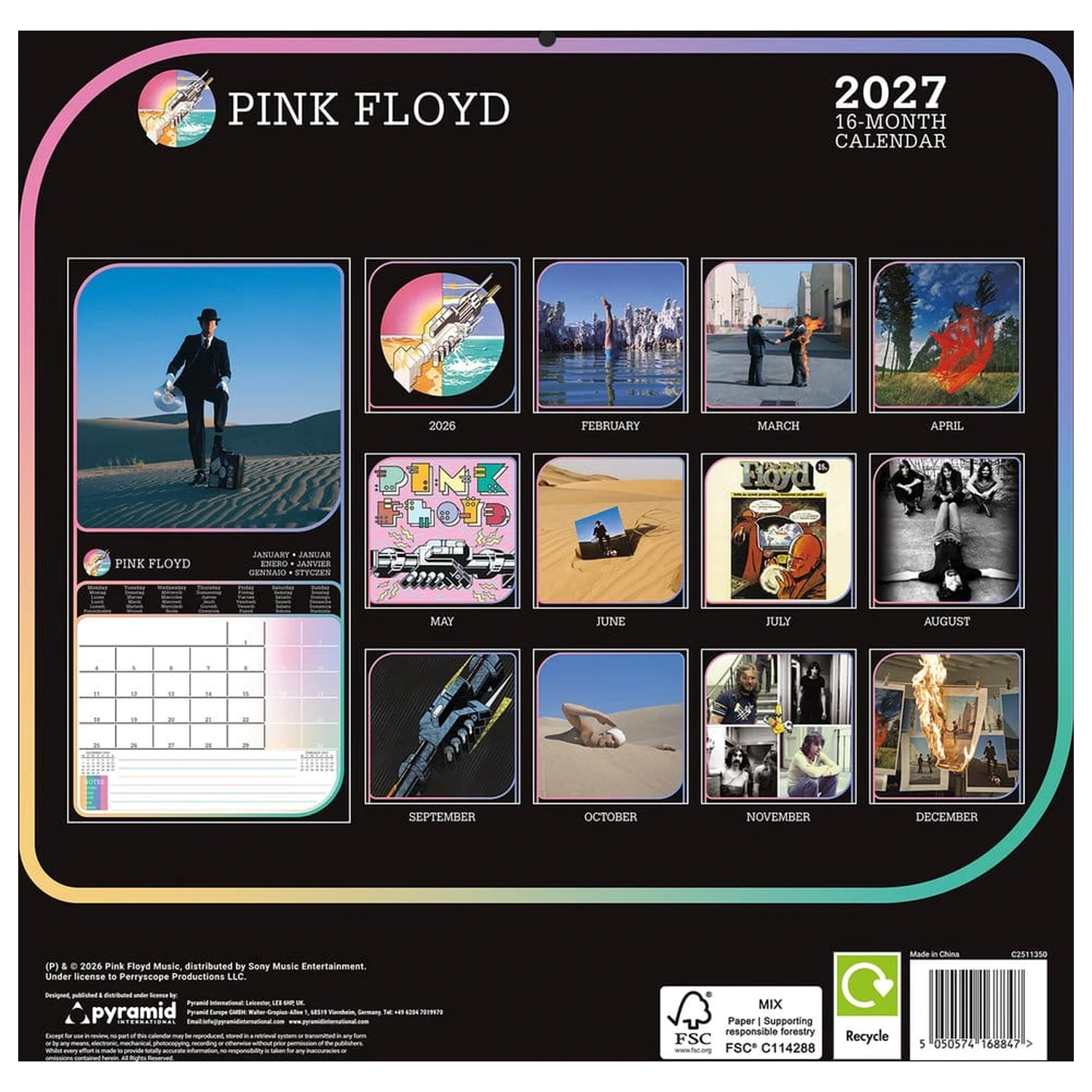 Pink Floyd Kalendar 2027 30 x 30 cm fotografija proizvoda