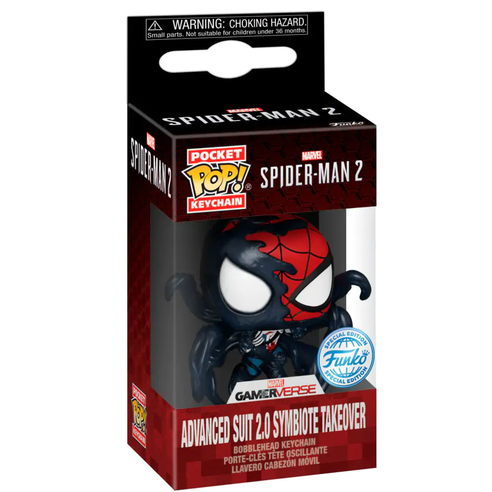 Pocket Funko POP privjesak za ključeve Marvel Spider-Man 2 Advanced Suit 2.0 Symbiote Takeover fotografija proizvoda