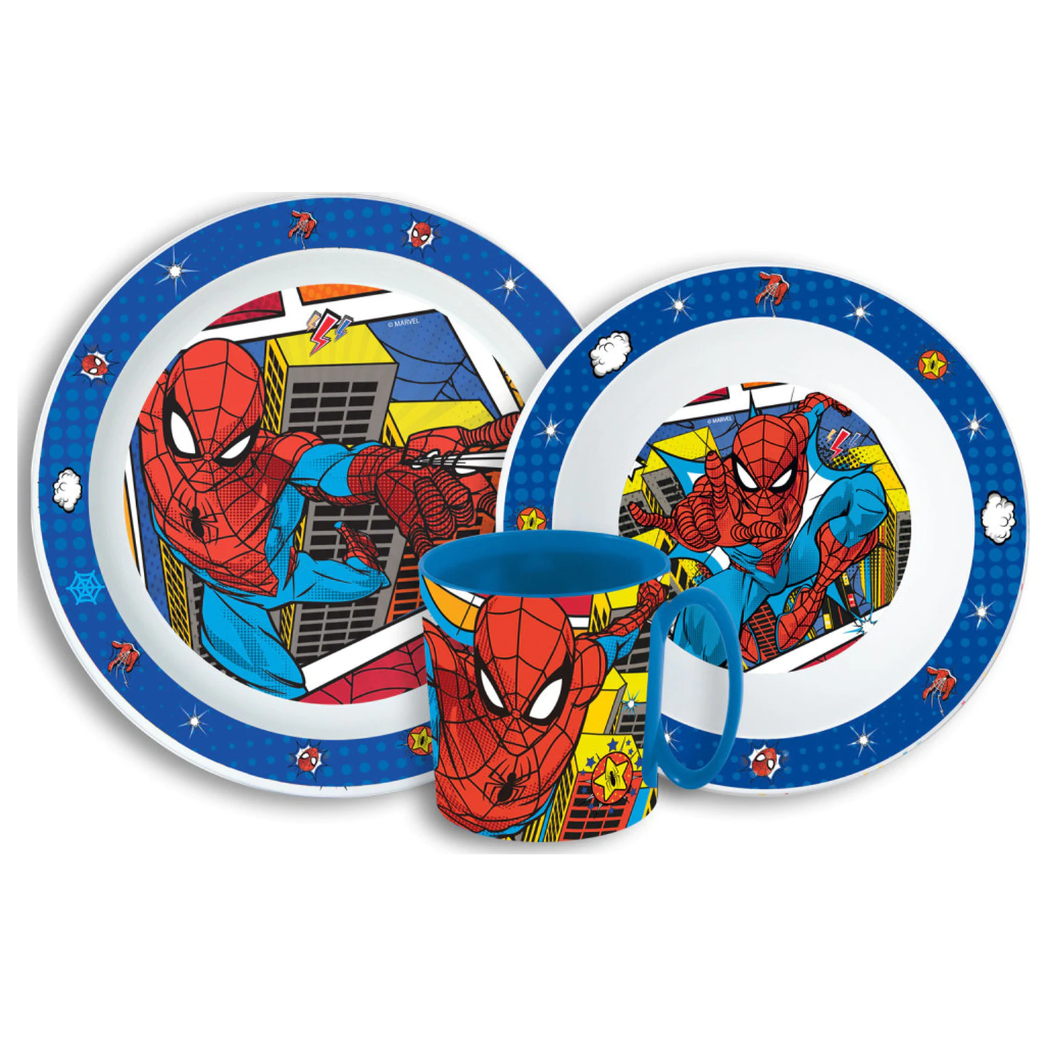 Spider-Man Grid set za jelo, mikroplastični set s šalicom od 350 ml fotografija proizvoda