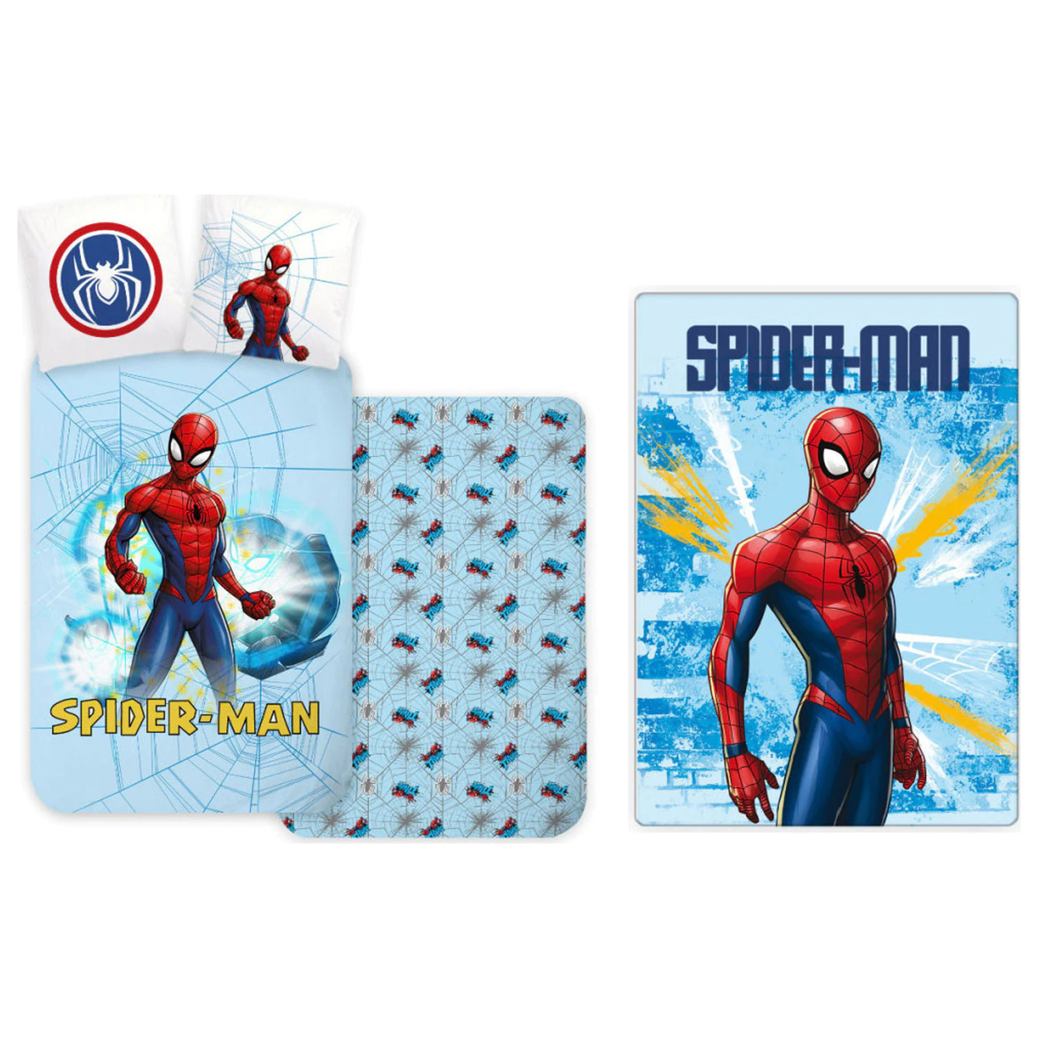 Spider-Man svijetlo plavi komplet navlake za poplun i deke od flisa za djecu, predškolski uzrast fotografija proizvoda